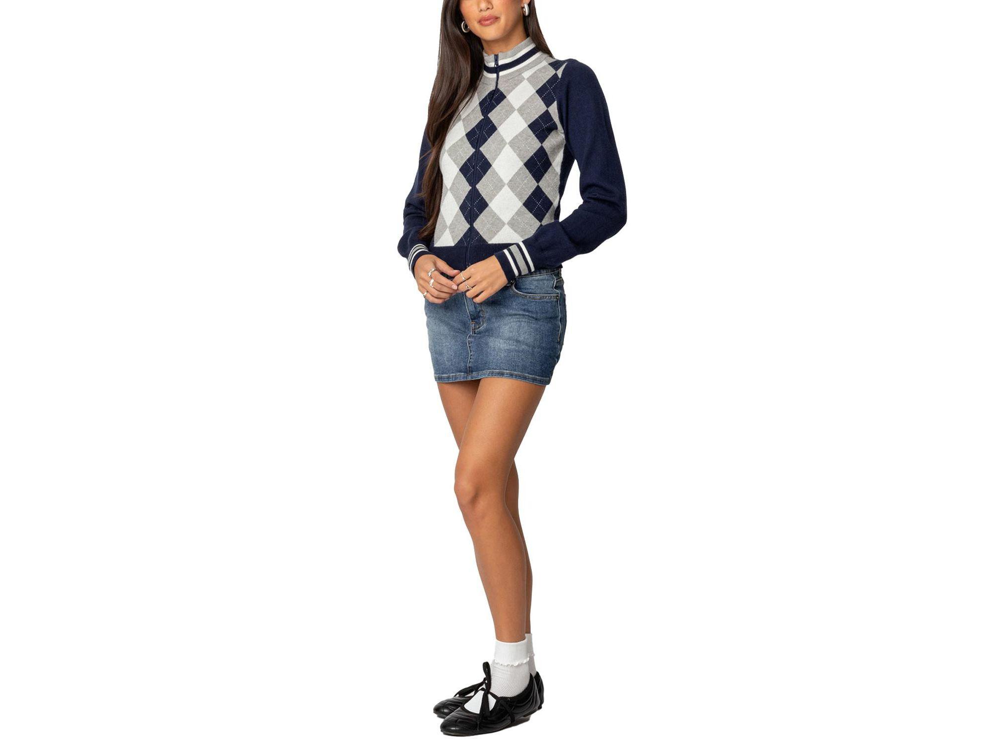 Madisen Argyle Knit Cardigan — Image 3
