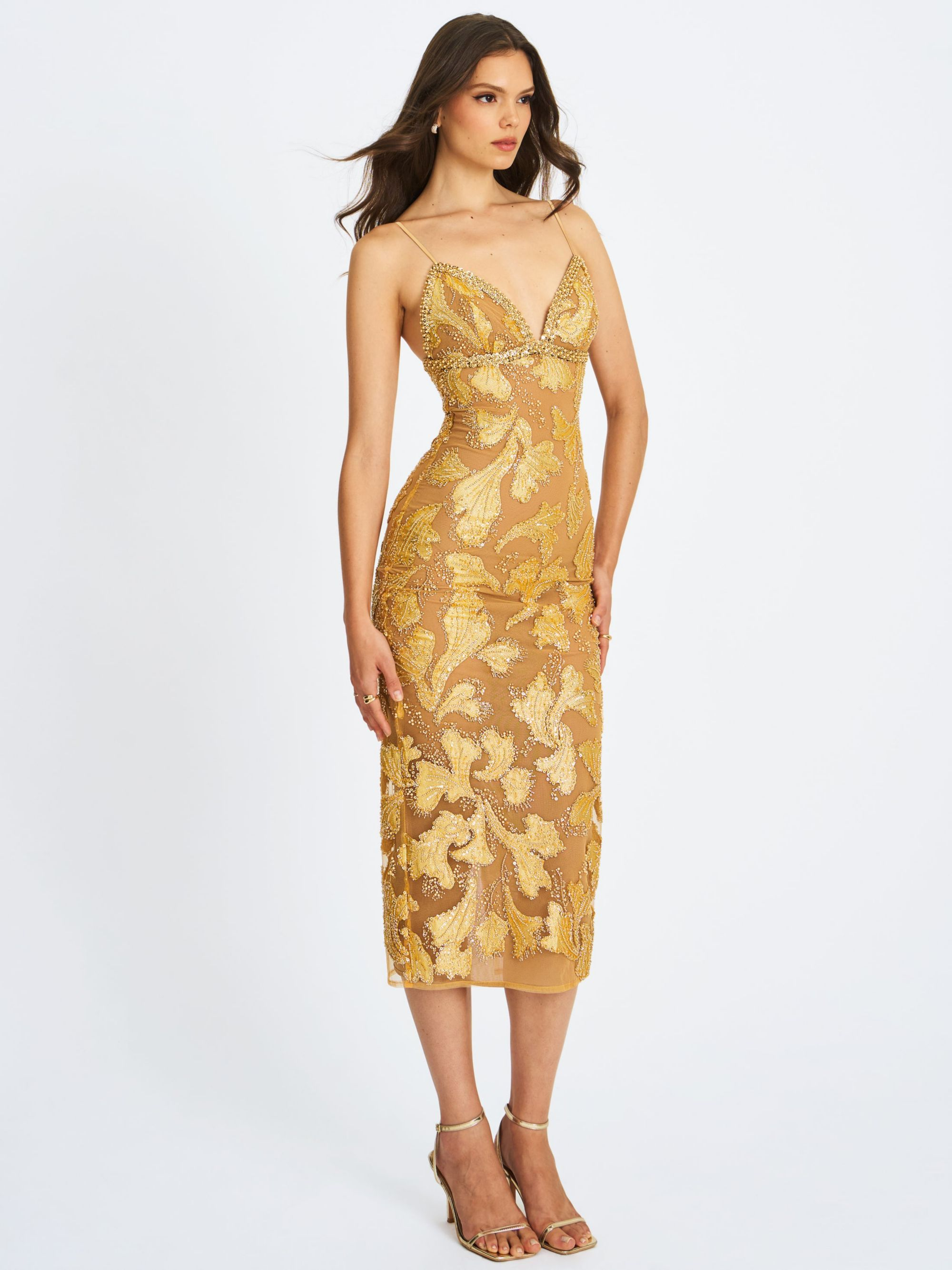 Edie Beaded Sequin Midi Pencil Dress — Image 3