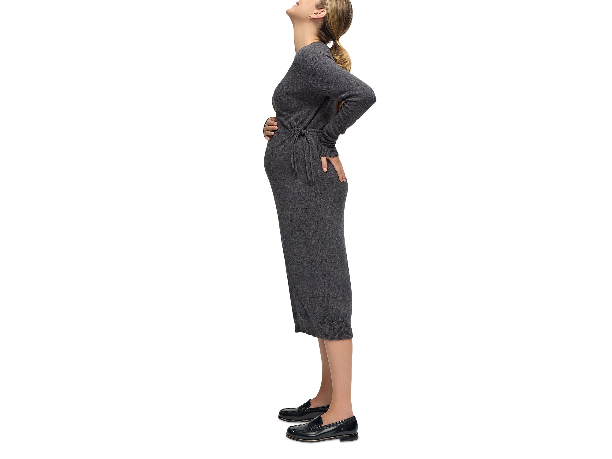 V Neck Sweater Maternity Dress — Image 5