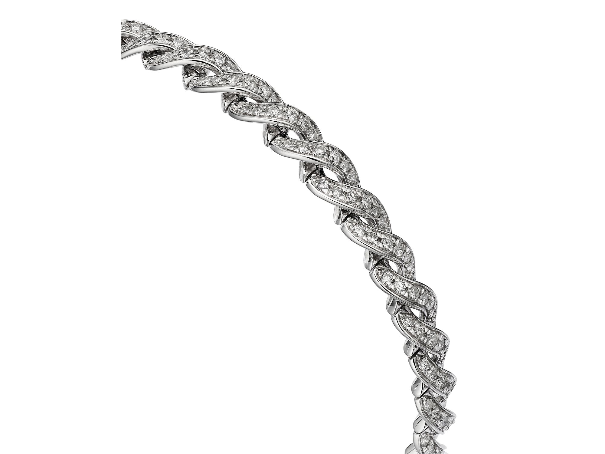 Diamond Twist Bangle Bracelet in 14K White Gold, 2.0 tcw — Image 3
