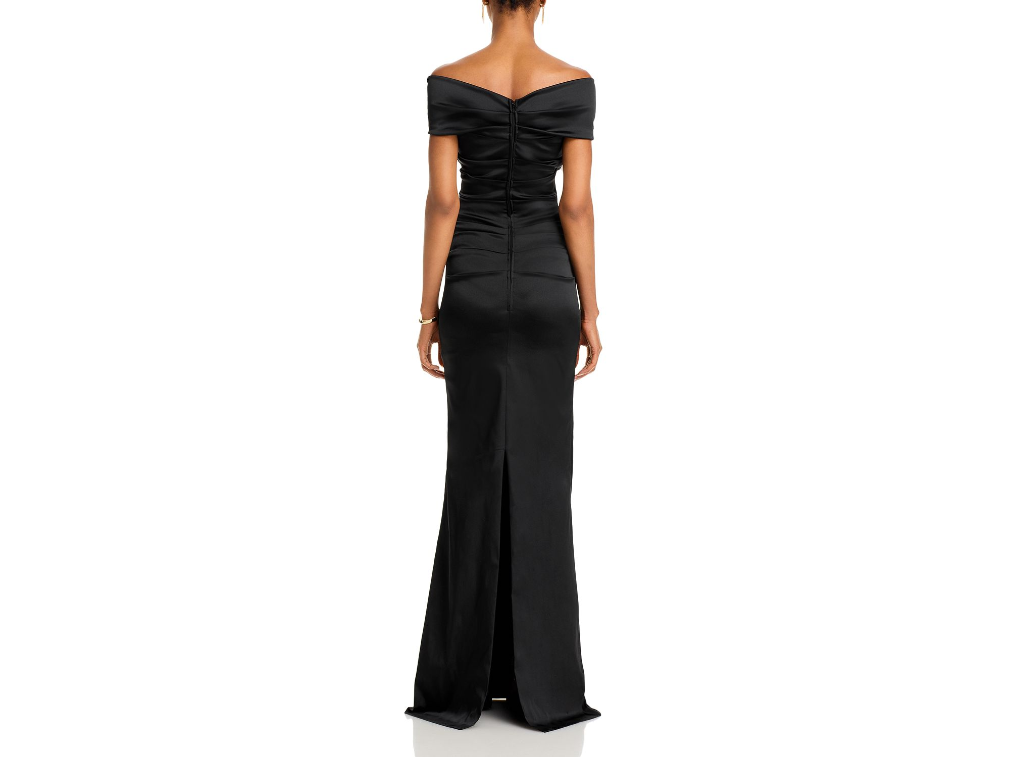Satin Stretch Off The Shoulder Gown — Image 9