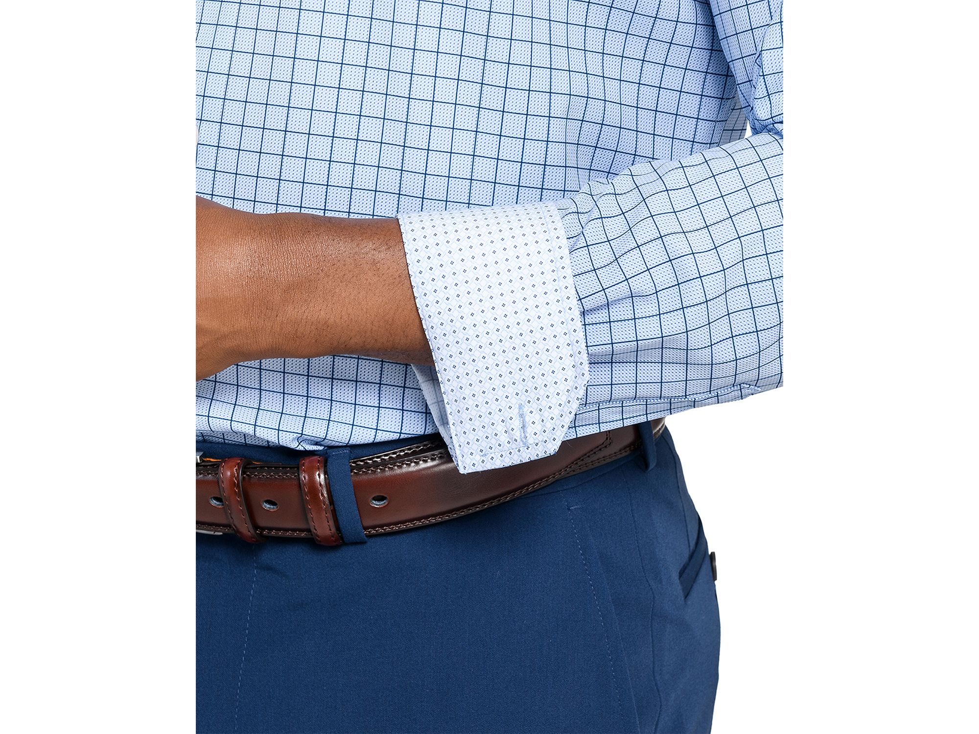 Slim Fit Check Performance Dress Shirt — Image 4