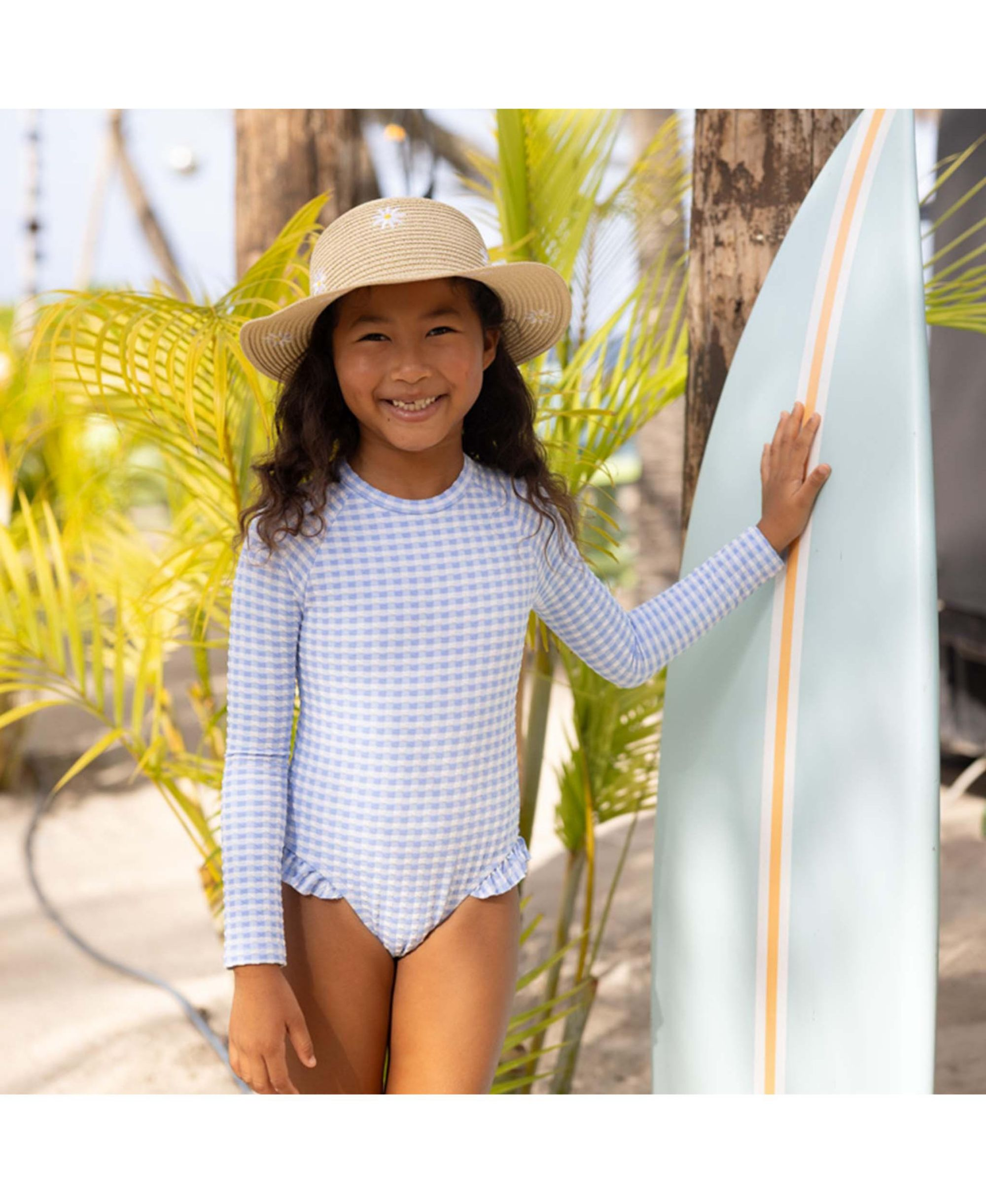 Girls' Seaside Gingham Leg Frill Surf Suit - Little Kid — Image 4