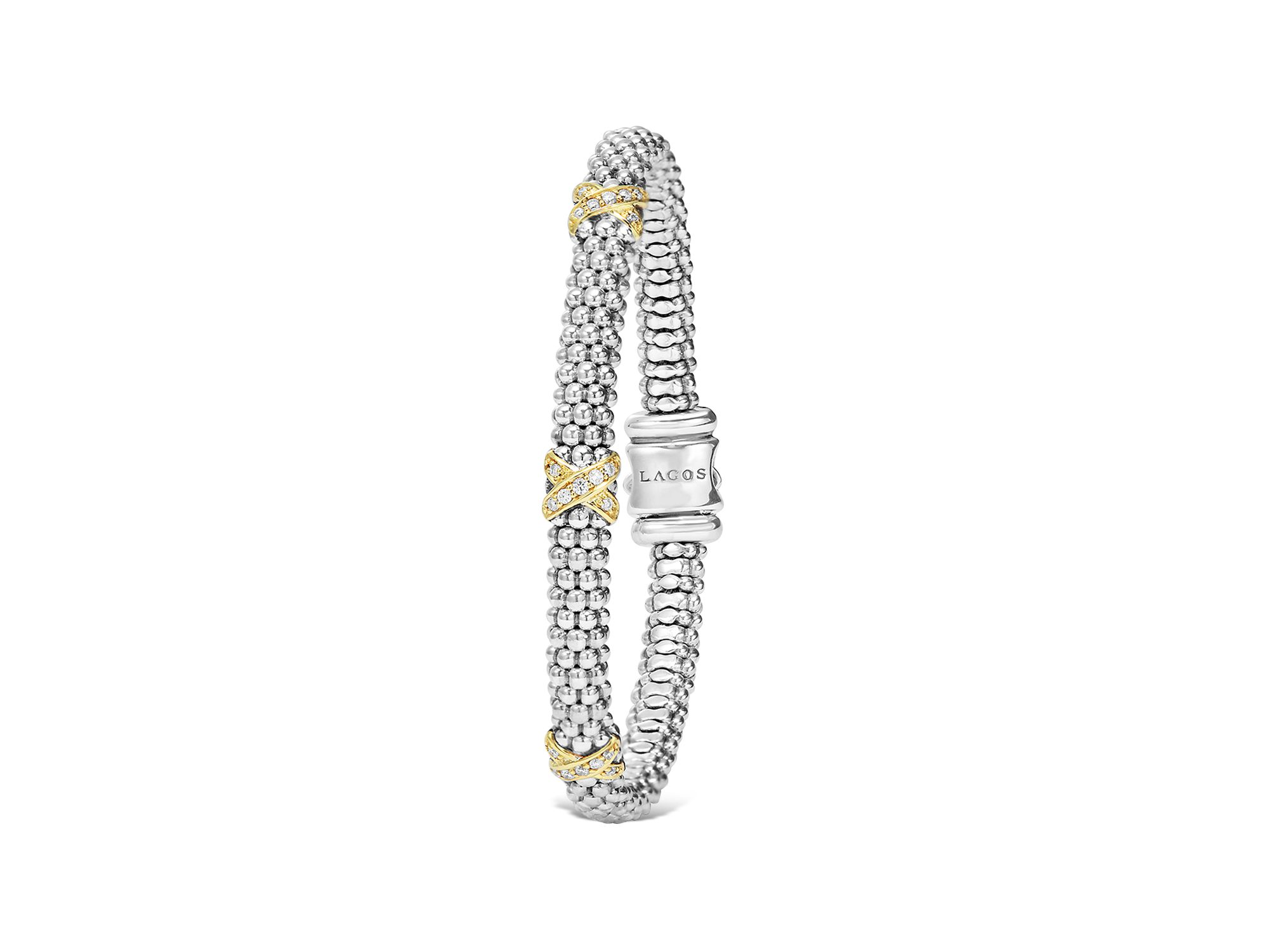 18K Gold & Sterling Silver Embrace Collection Diamond Rope Bracelet, 6mm — Image 3