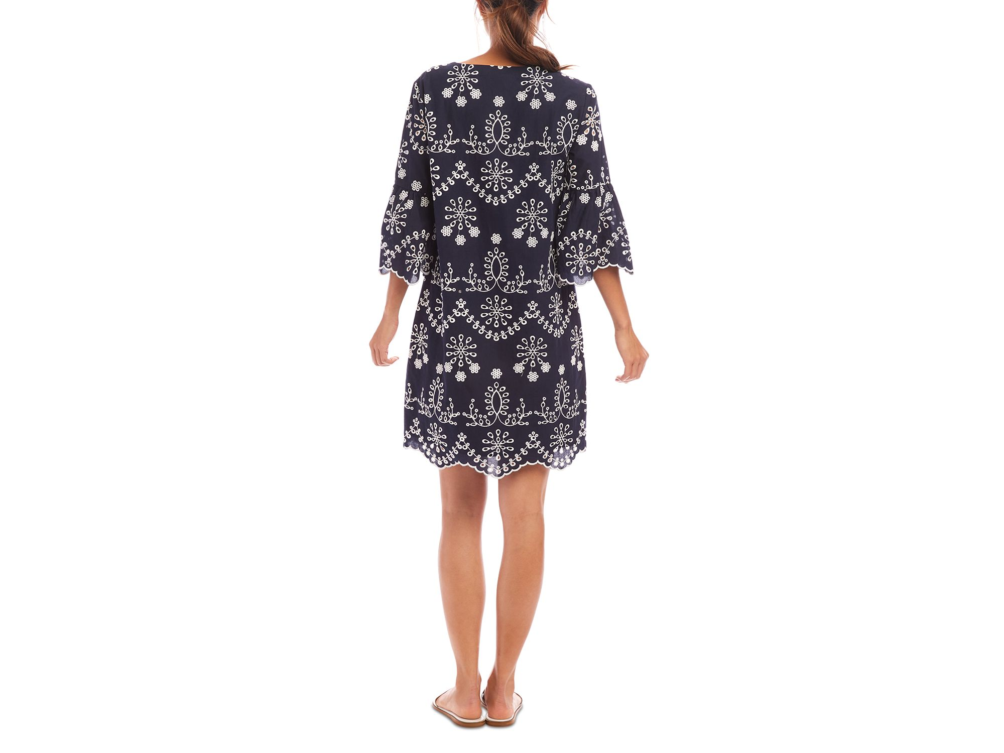 Flare Sleeve Embroidered Dress — Image 4