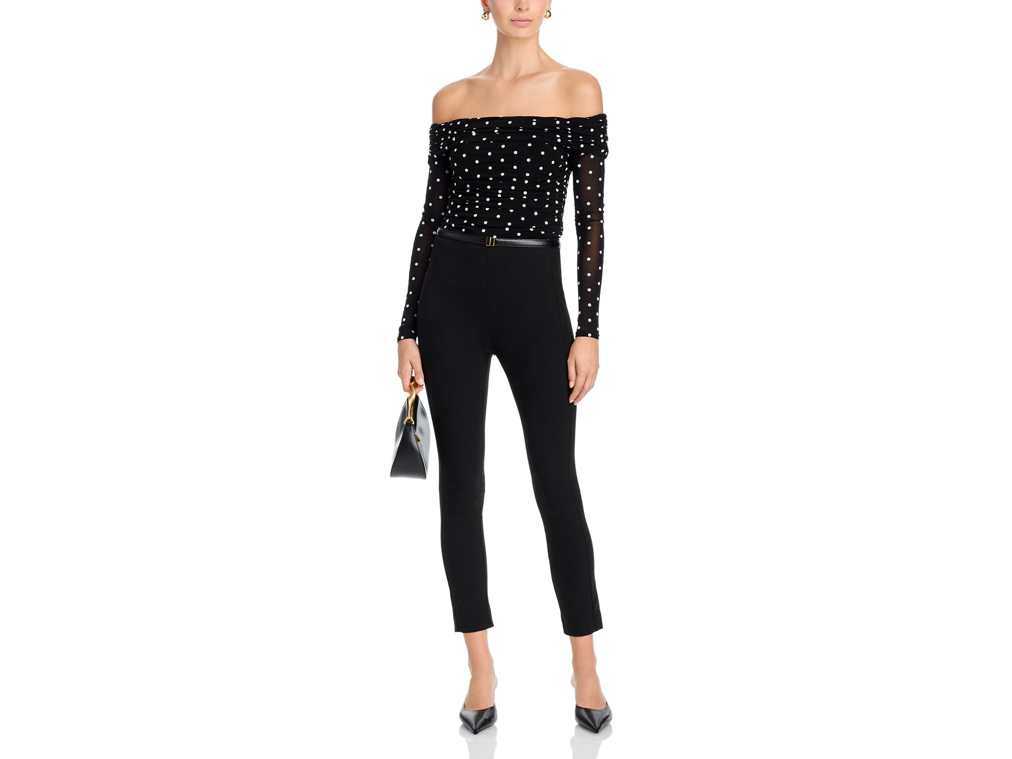 Off The Shoulder Polka Dot Mesh Top - Exclusive — Image 4
