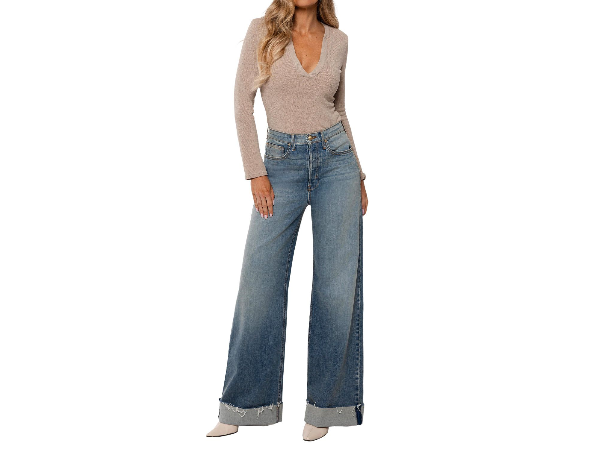High Rise Adeline Cuffed Jeans in Light Blue — Image 4