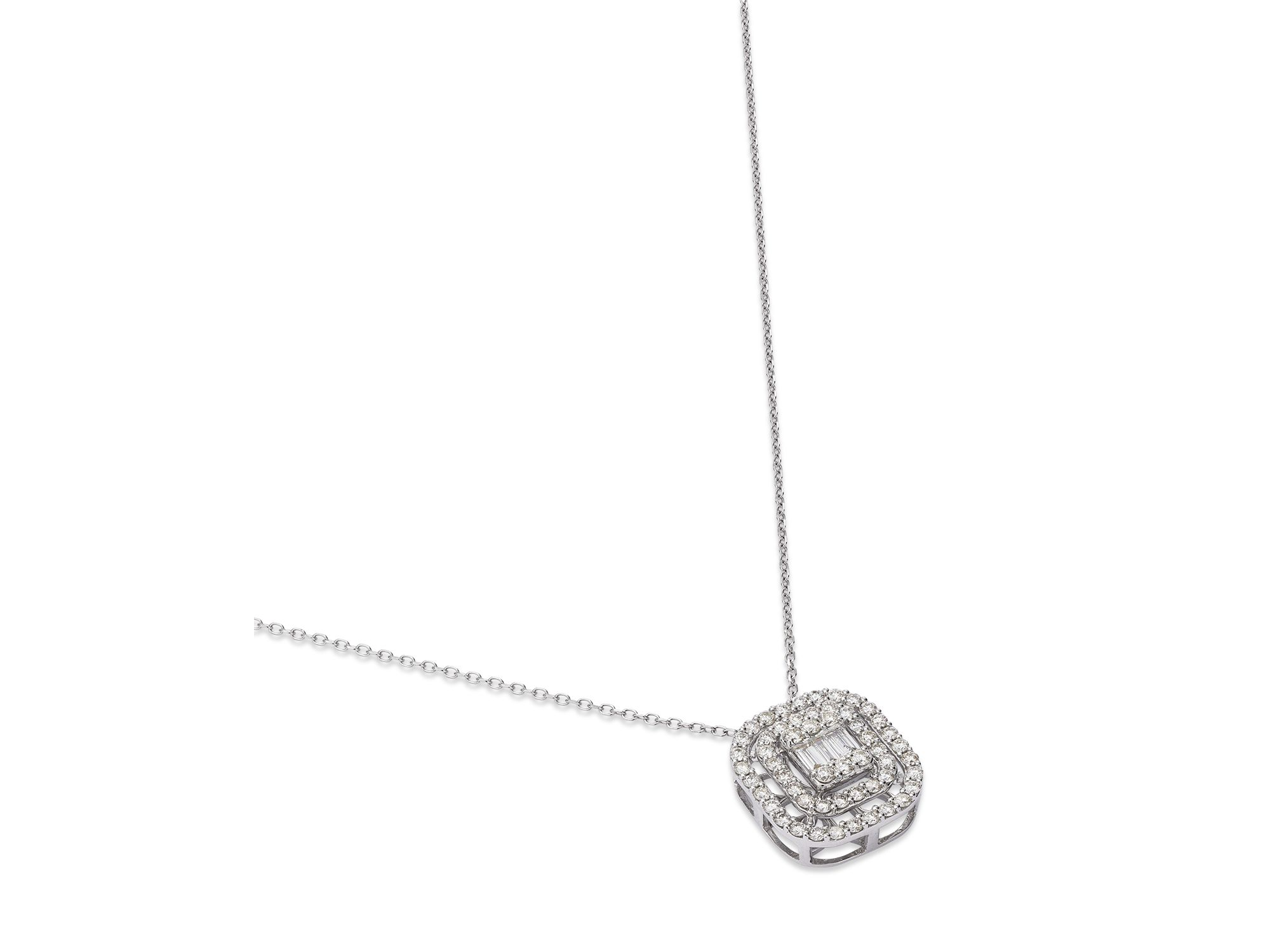 Diamond Geometric Pendant Necklace in 14K White Gold, 0.50 tcw — Image 3