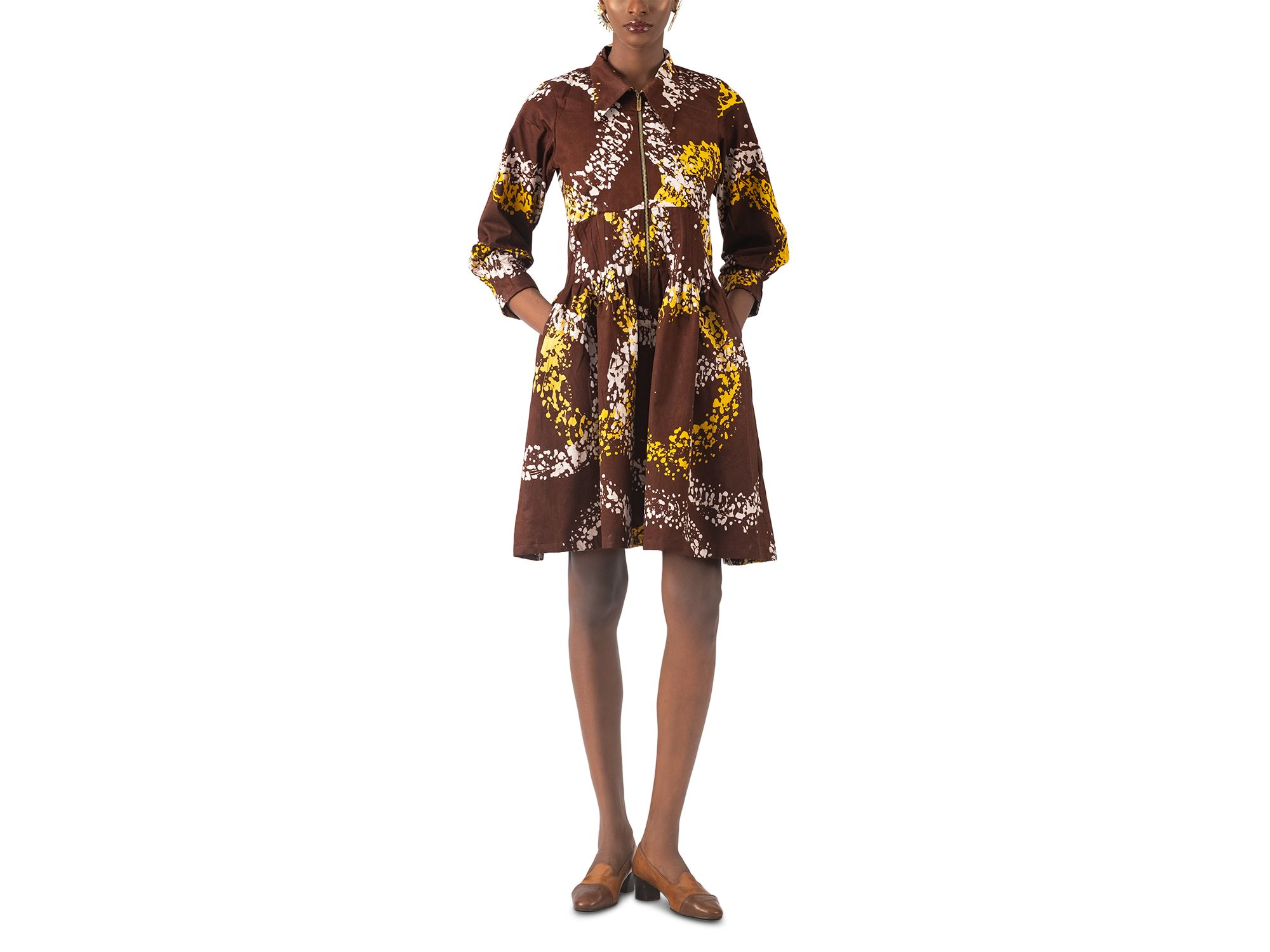 Kolawole Printed Zip Front Elbow Sleeve Dress — Image 4