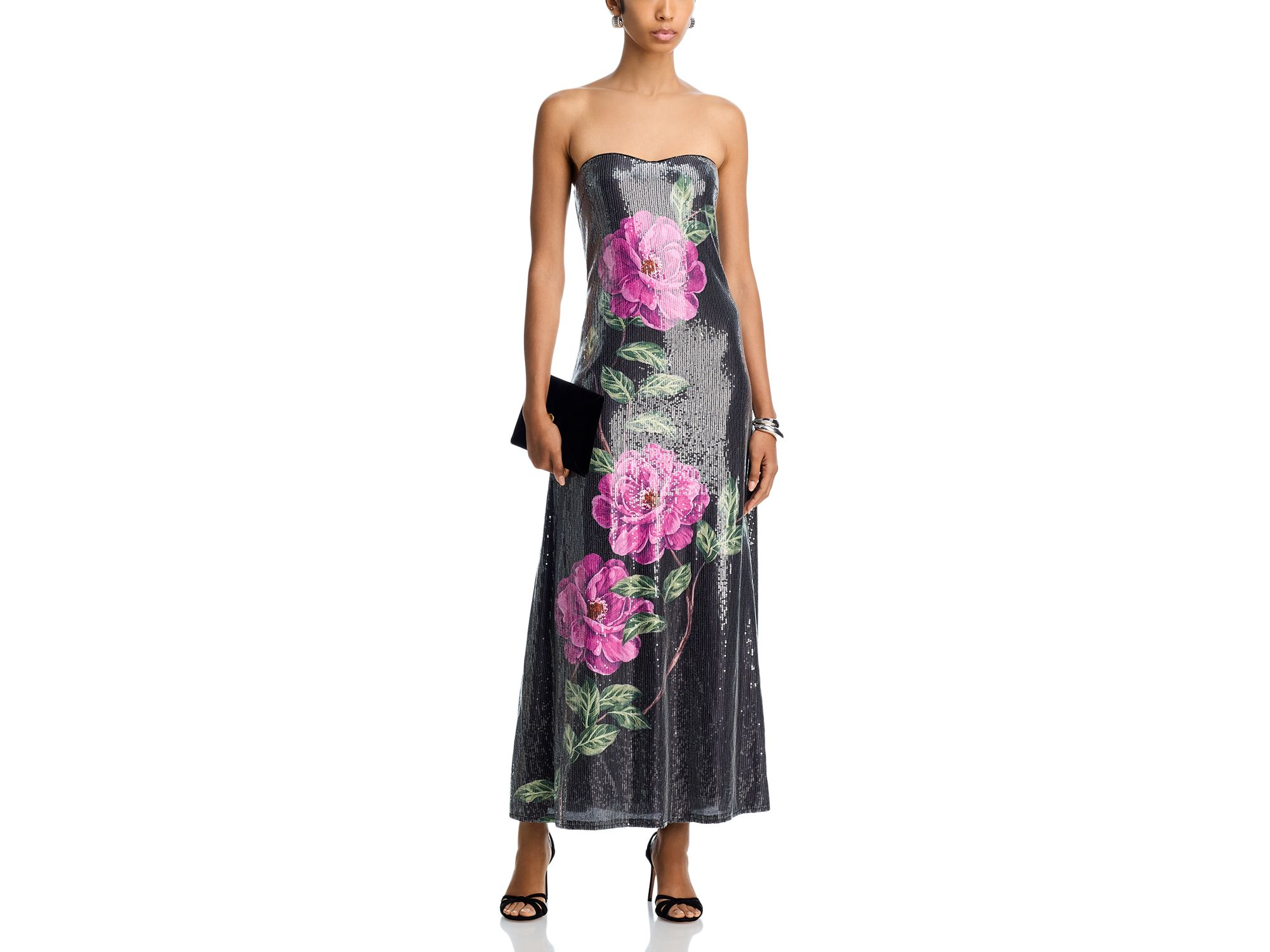 Sequin Strapless Oversized Floral Midi Dress - Exclusive — Image 3