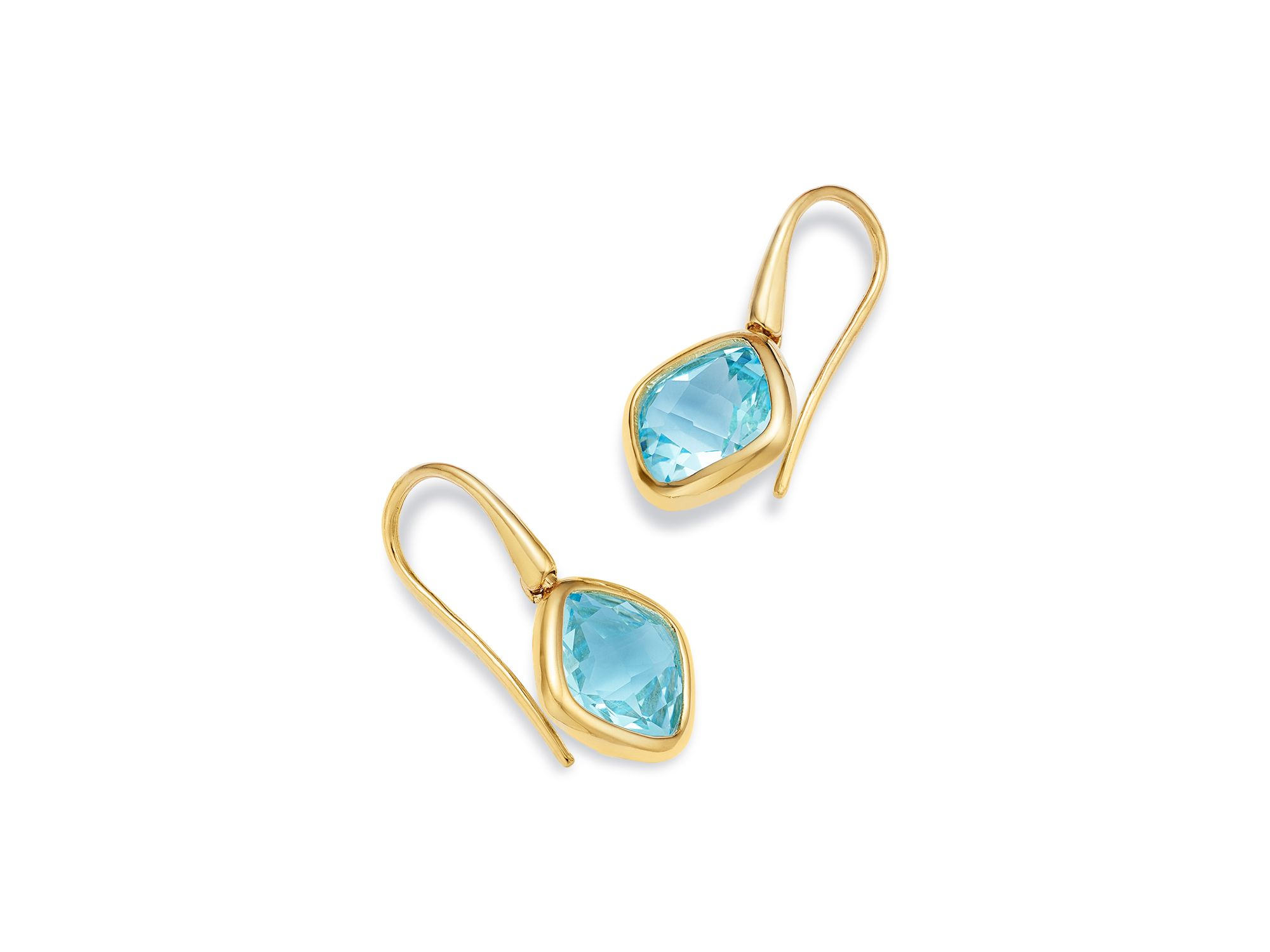 Gemstone Cushion Drop Earrings in 14K Yellow Gold — Image 3