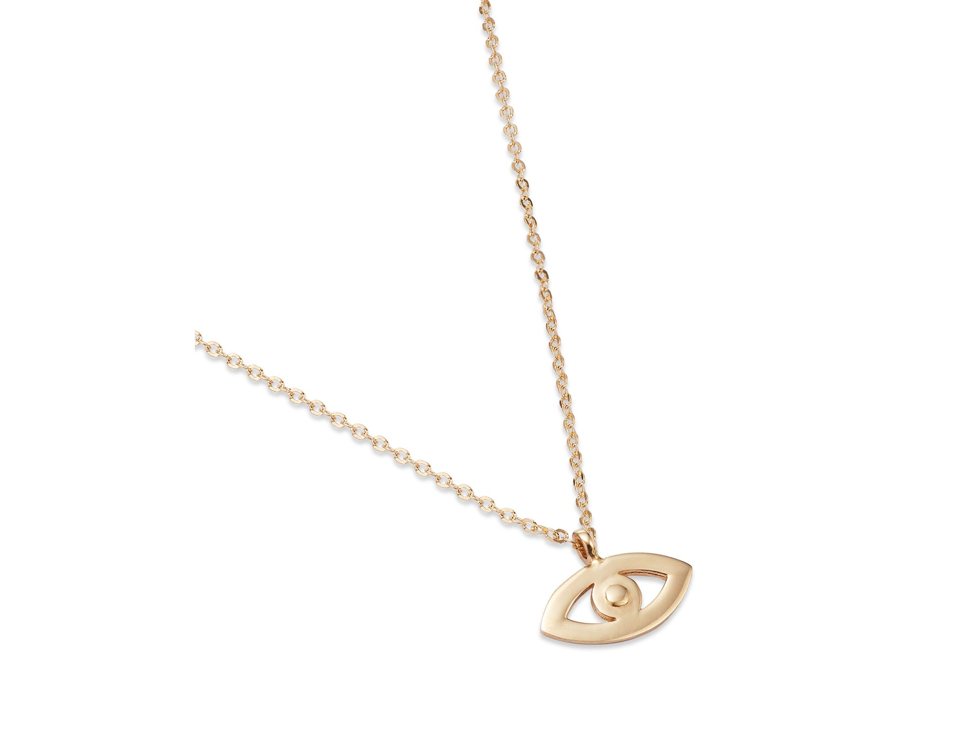 14K Yellow Gold Evil Eye Pendant Necklace, 16" — Image 3