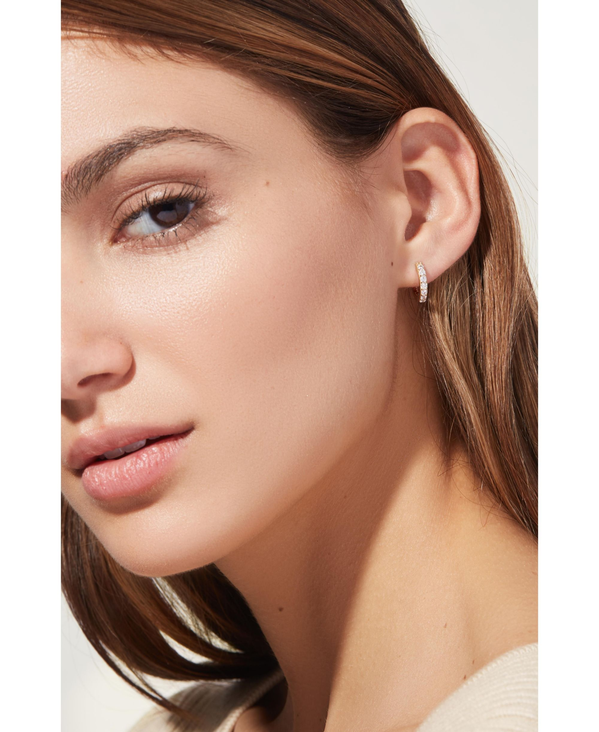 Suzanne Medium Pave Huggie Hoops — Image 4