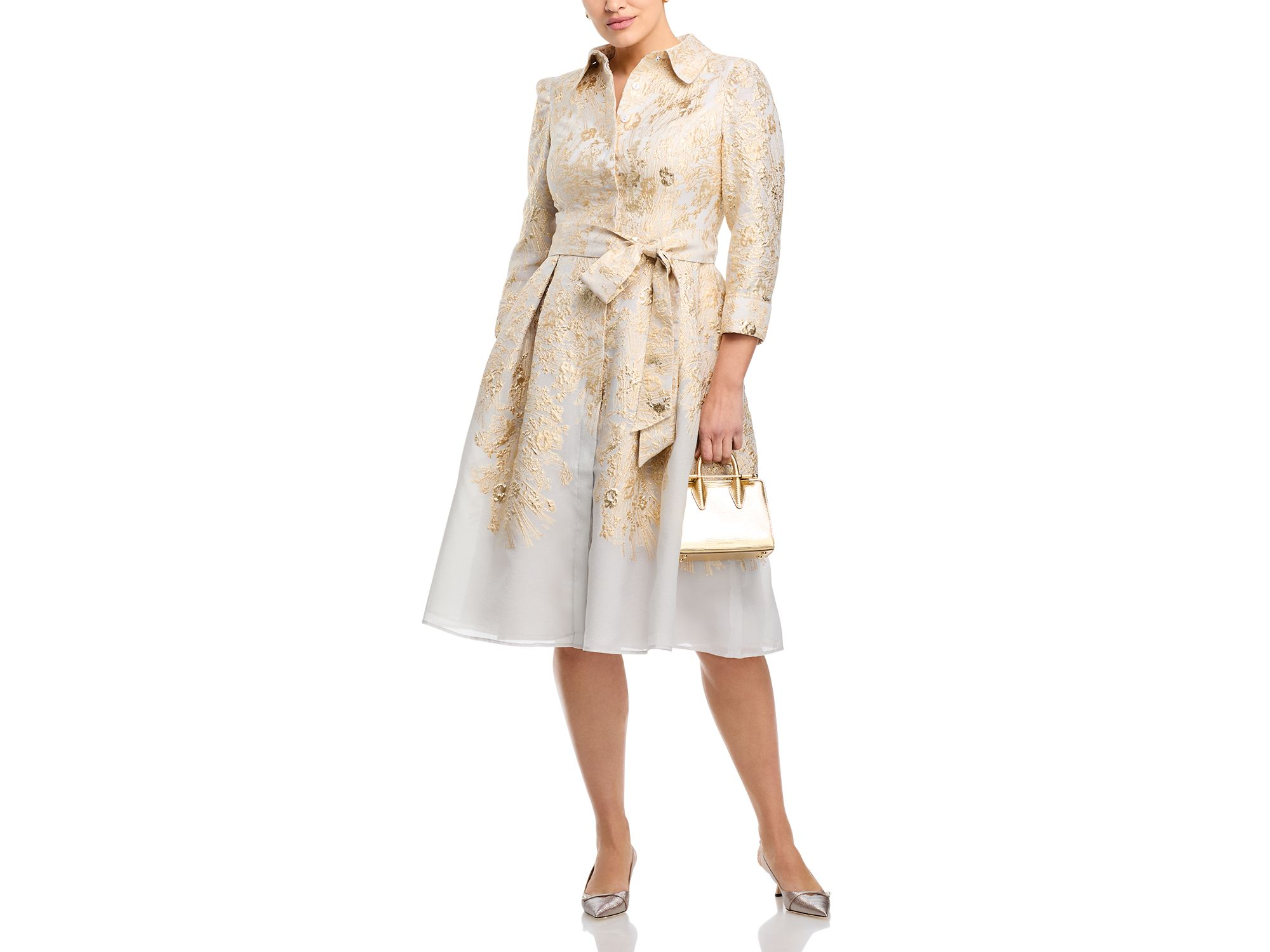 Metallic Jacquard Shirt Dress — Image 5