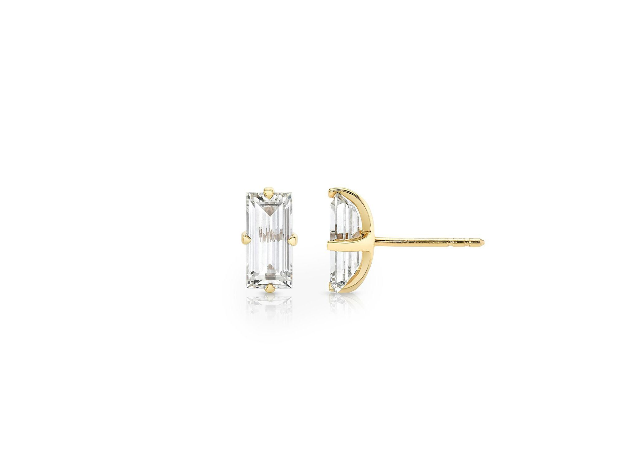 Iconic Lab-Grown Diamond Stud Earrings in 14K White Gold, 1.5ctw Baguette Lab Grown Diamonds — Image 4