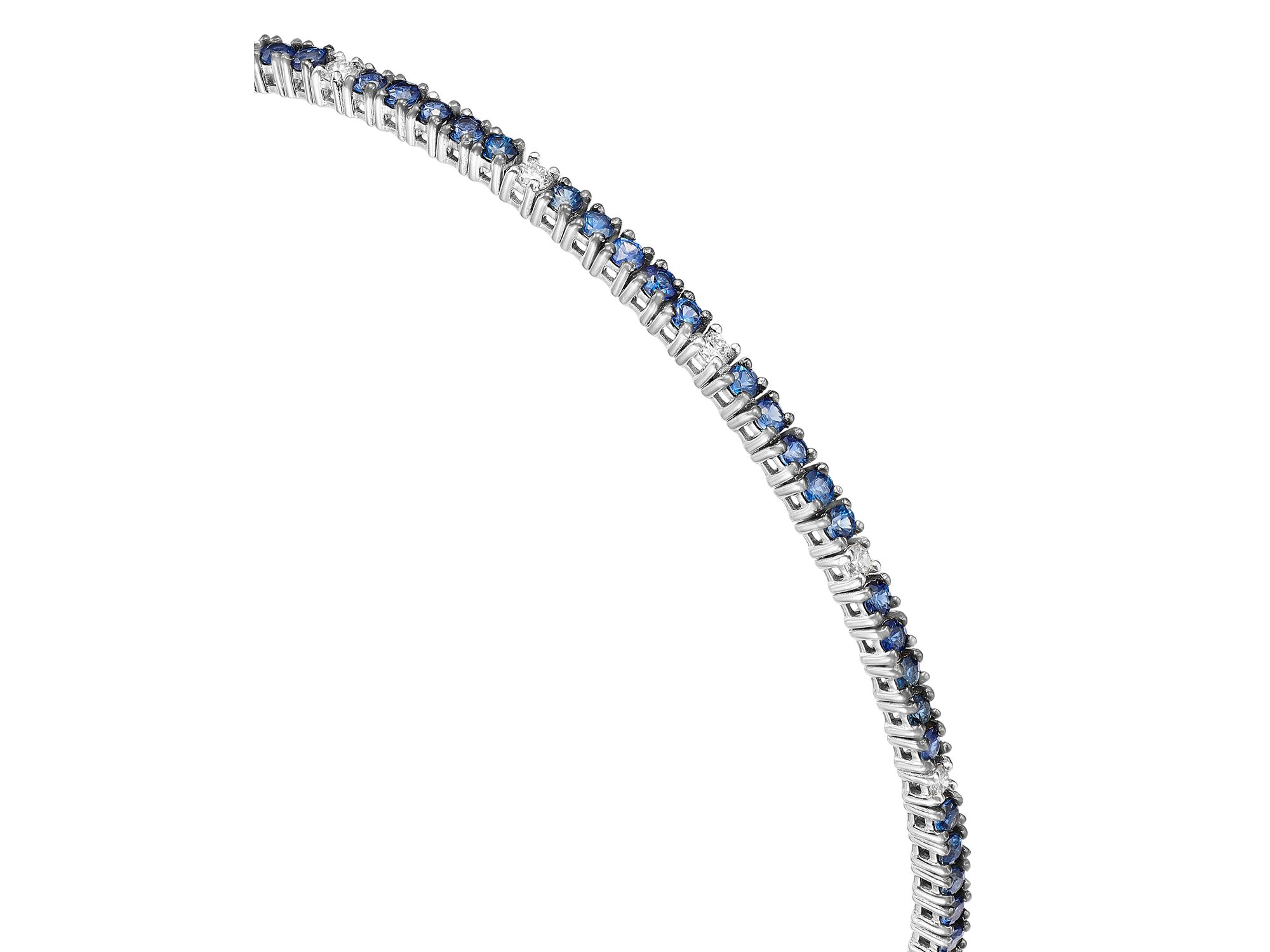 Sapphire & Diamond Tennis Bracelet in 14K White Gold — Image 3