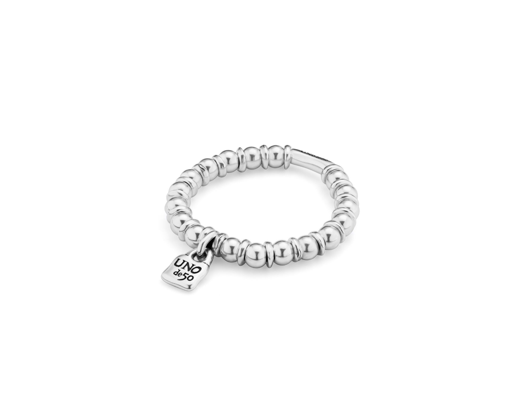 Sterling Plated Elastic Beaded Bracelet — Image 3