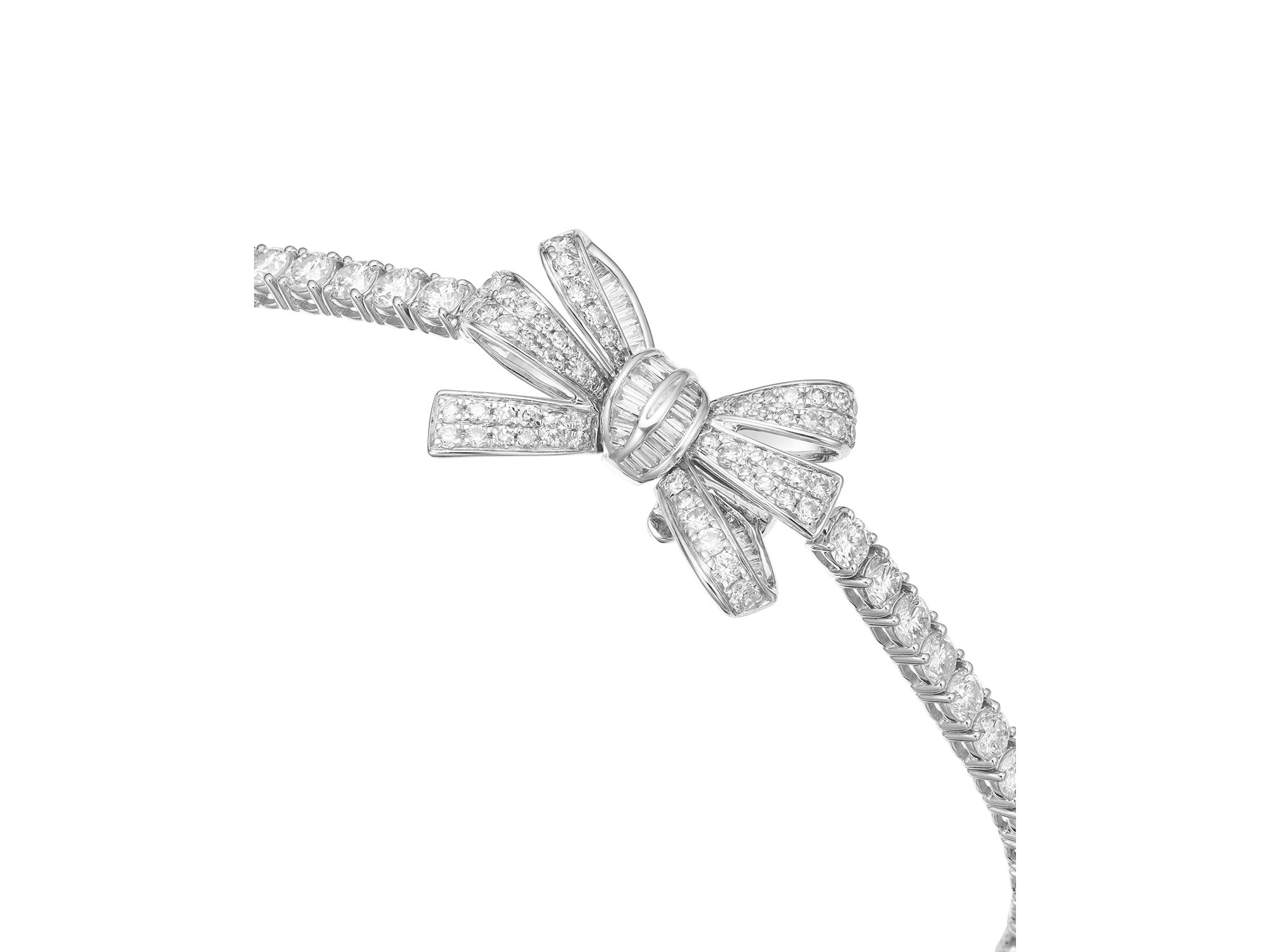 Diamond Bow Tennis Bracelet in 14K White Gold, 5.00 tcw — Image 5