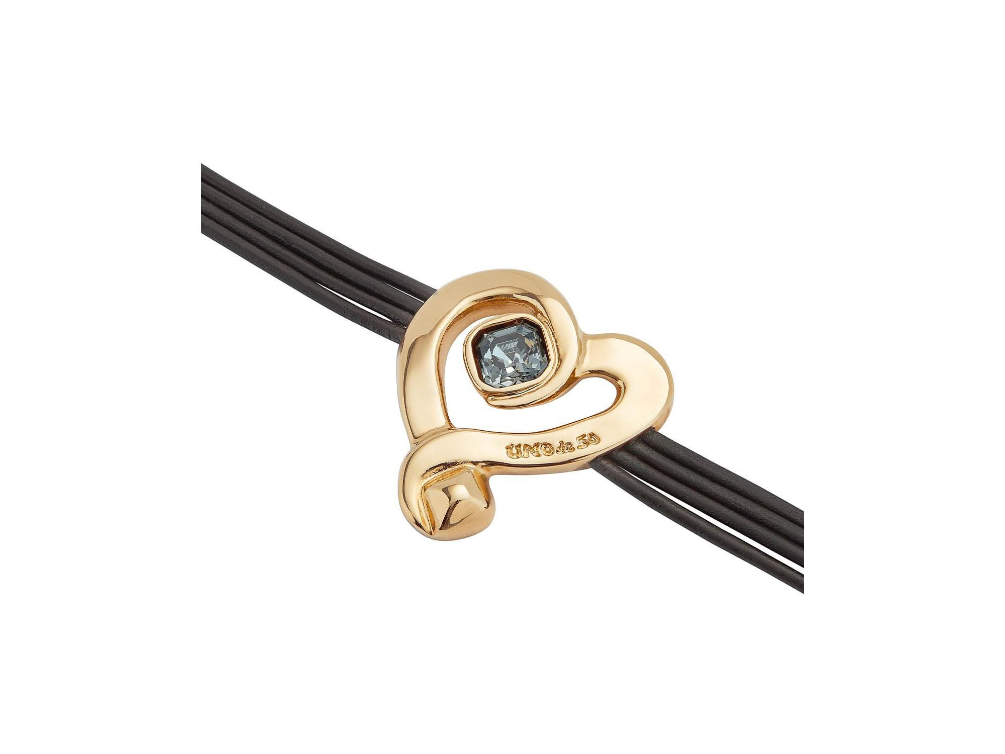 Black Crystal Heart Leather Bracelet — Image 5