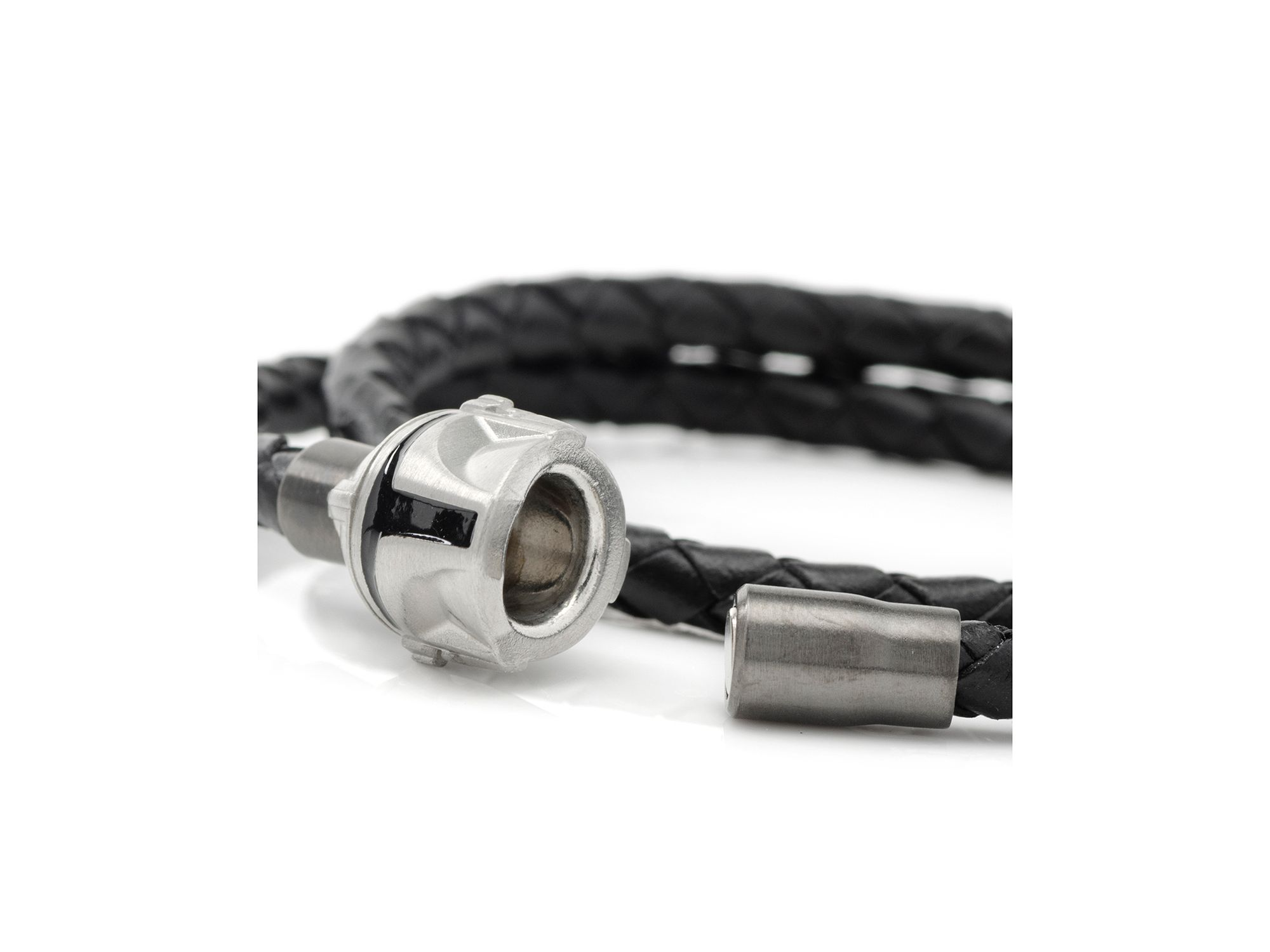 Mandalorian Helmet Double Wrap Leather Bracelet — Image 5