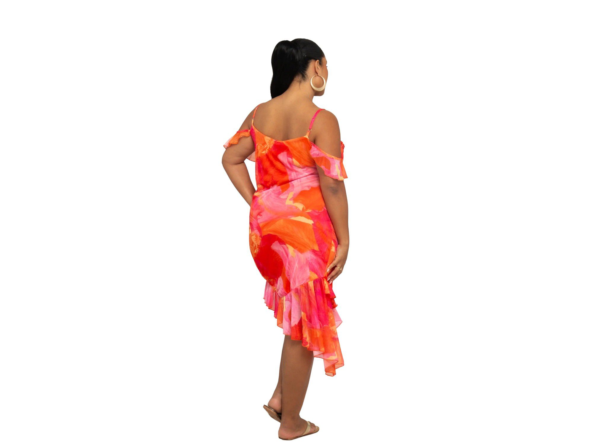Plus Floral Print Mesh Midi Dress — Image 4