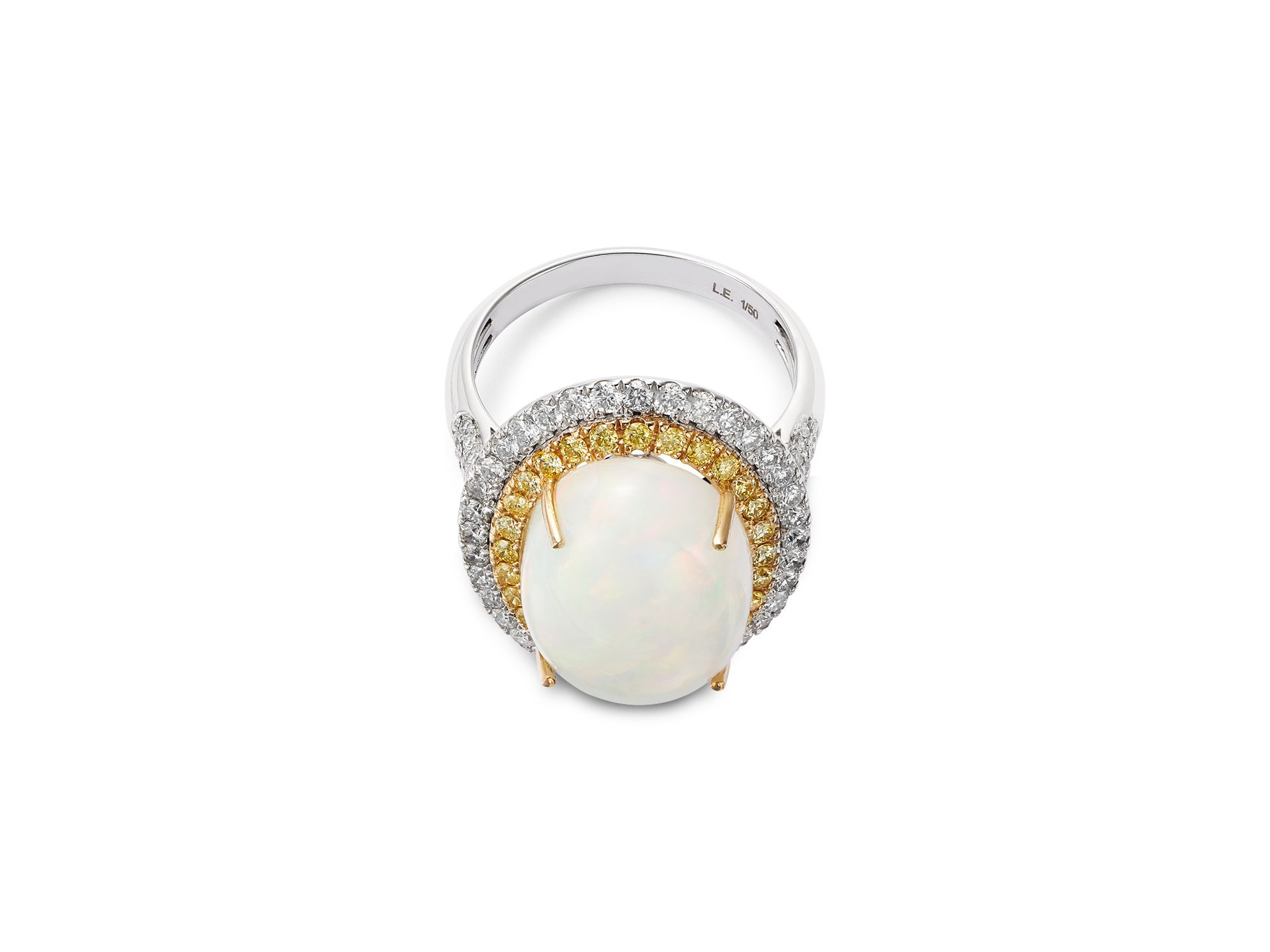 Opal & Diamond Limited Edition Halo Ring in 14K Yellow & White Gold — Image 3