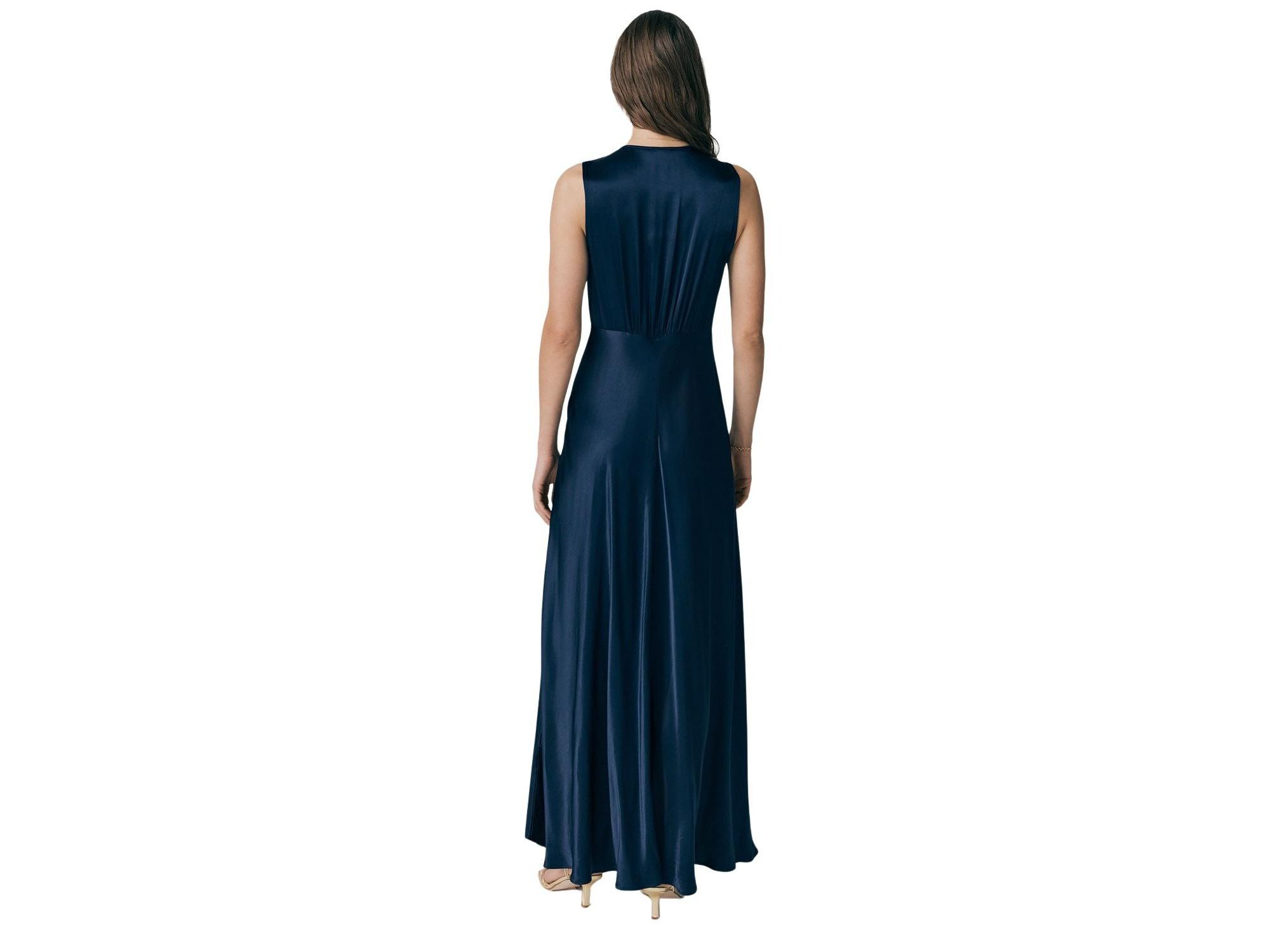 River V Neck Button Satin Maxi Dress — Image 4