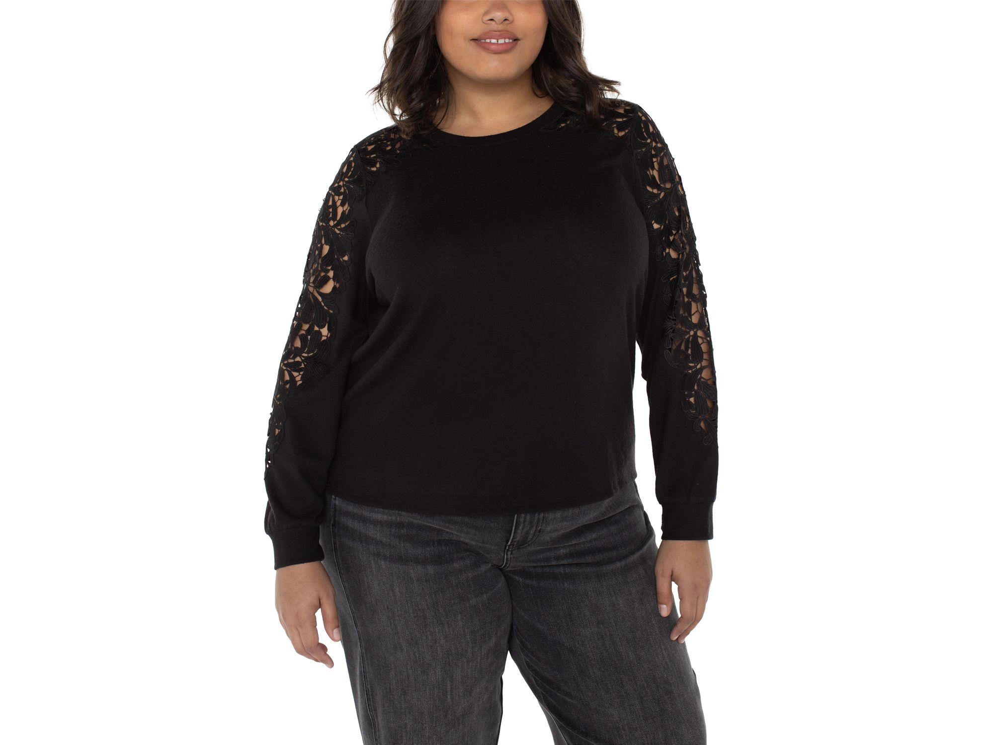 Lace Sleeve Crewneck Top — Image 3