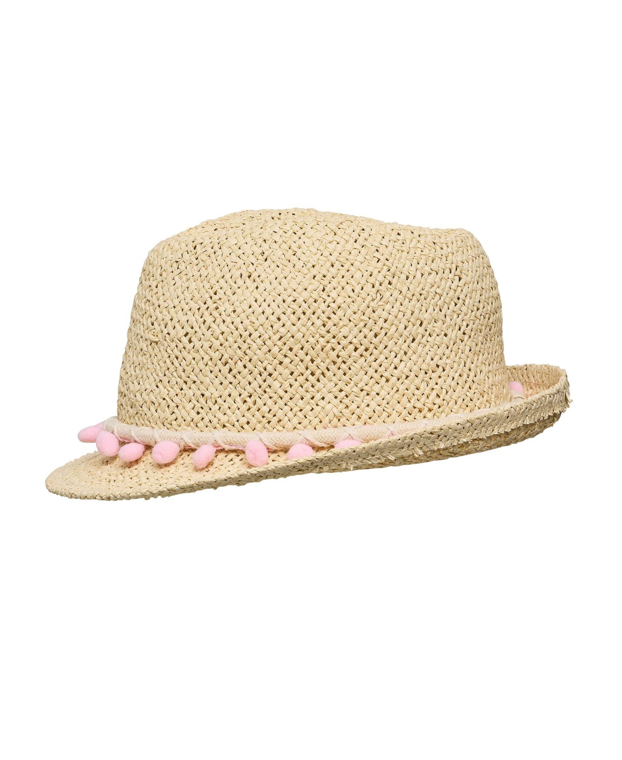 Girls' Pink Pompom Fedora - Little Kid, Big Kid — Image 3