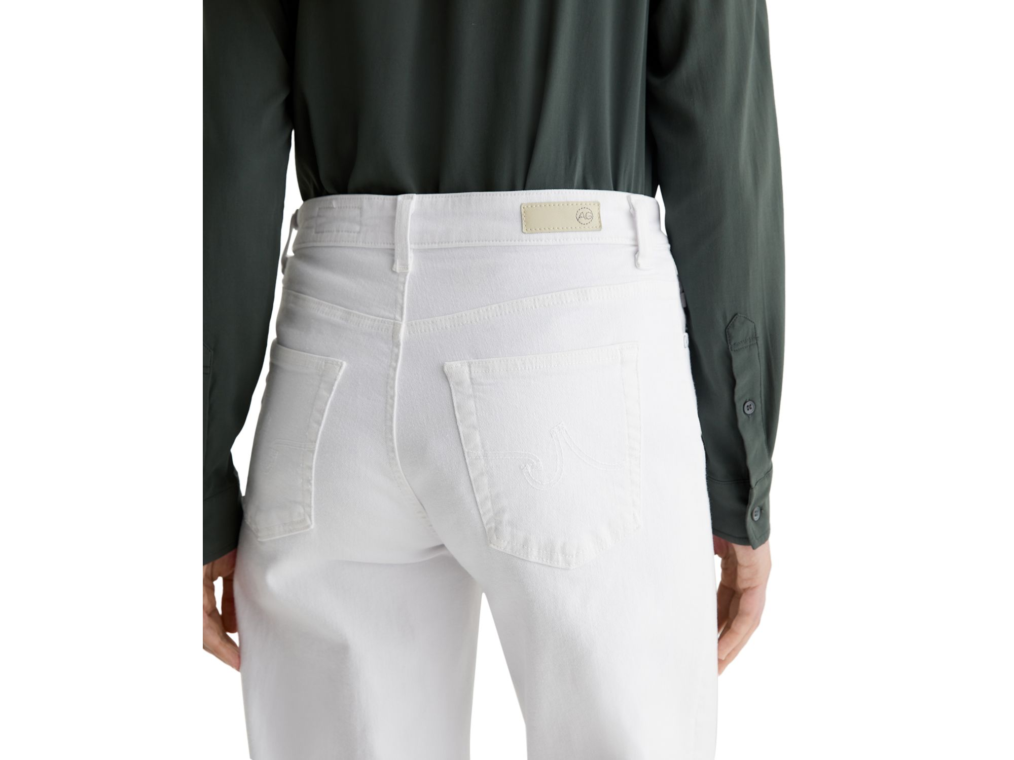 Saige Mid Rise Wide Leg Cropped Jeans in Gallery White — Image 3