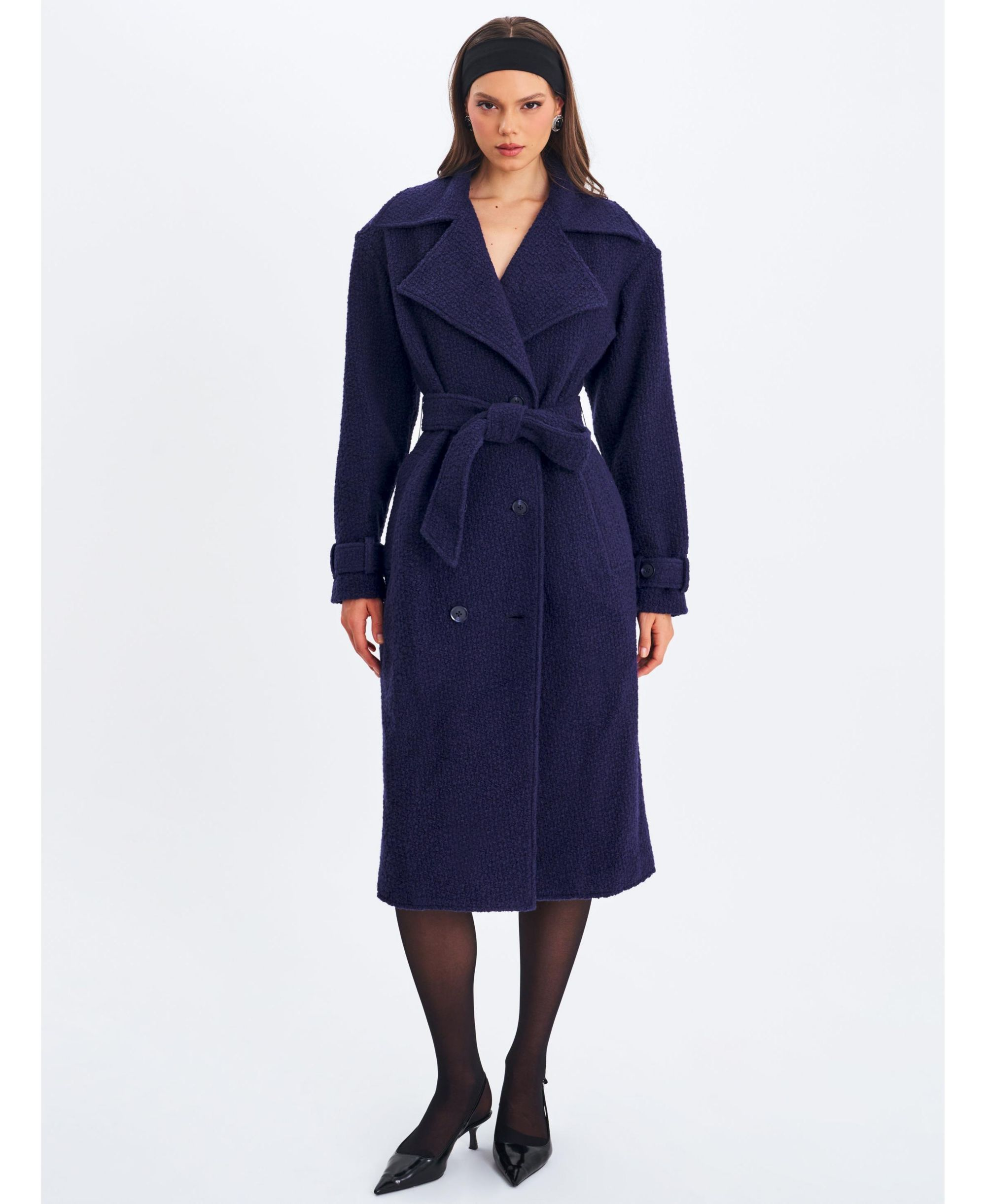 Jaelyn Wool Blend Double-Breasted Belted Coat — Image 7