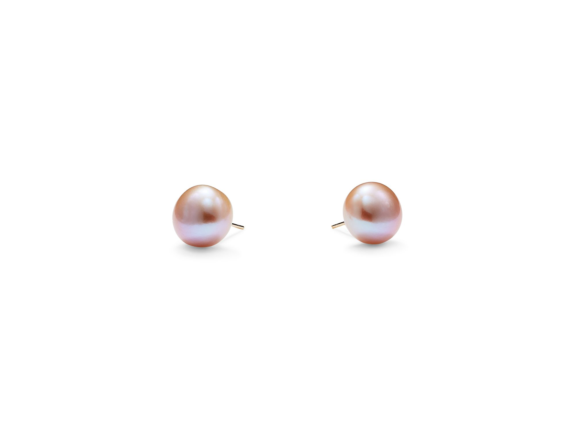 Pink Cultured Freshwater Pearl Stud Earrings in 14K Yellow Gold — Image 5