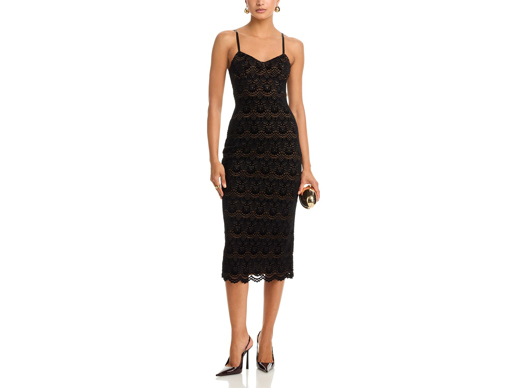 Scallop Stretch Lace Midi Dress - Exclusive — Image 3