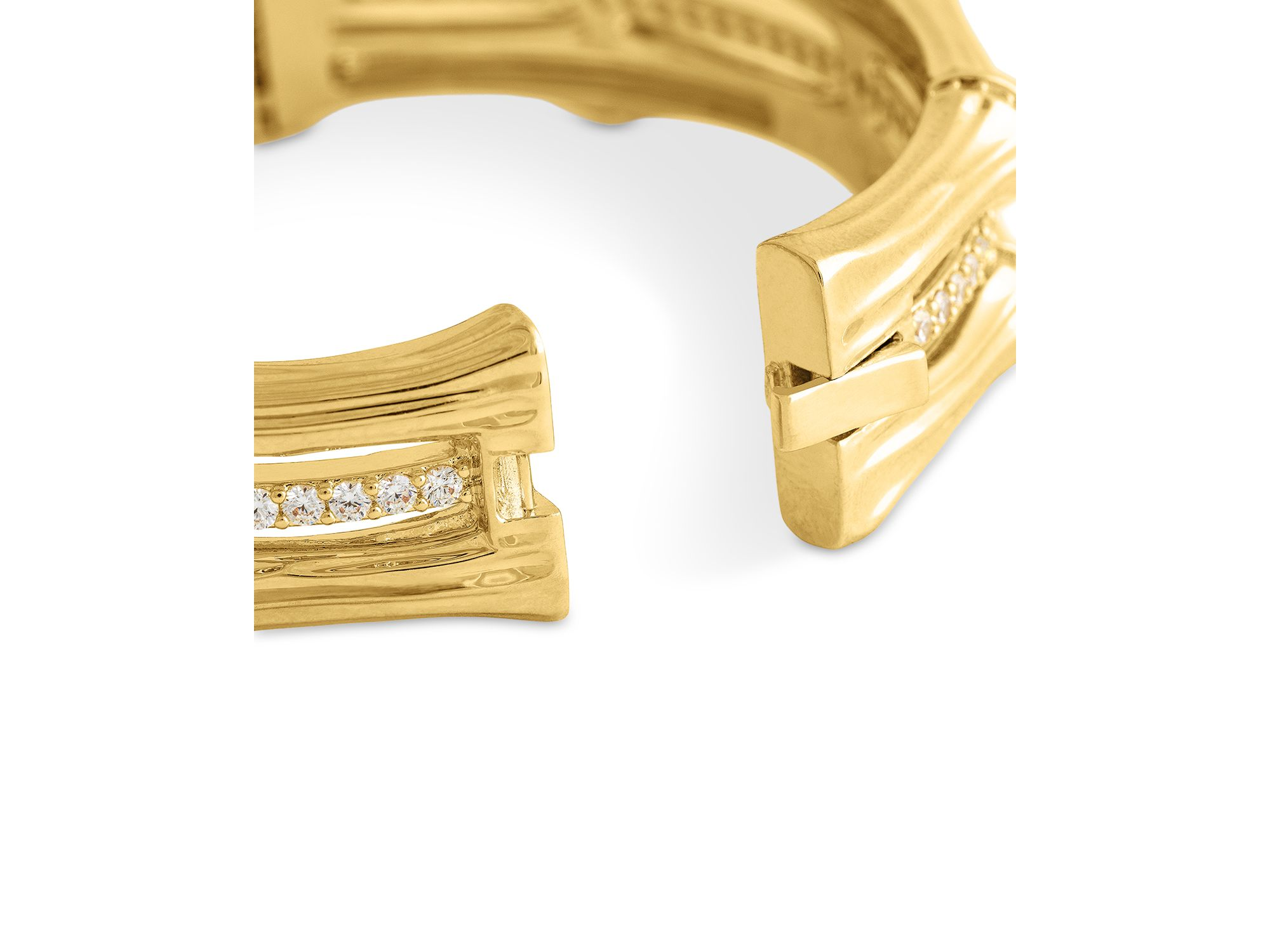 Pavé Bamboo Stacked Bangle Bracelet in 18K Gold Plated — Image 4