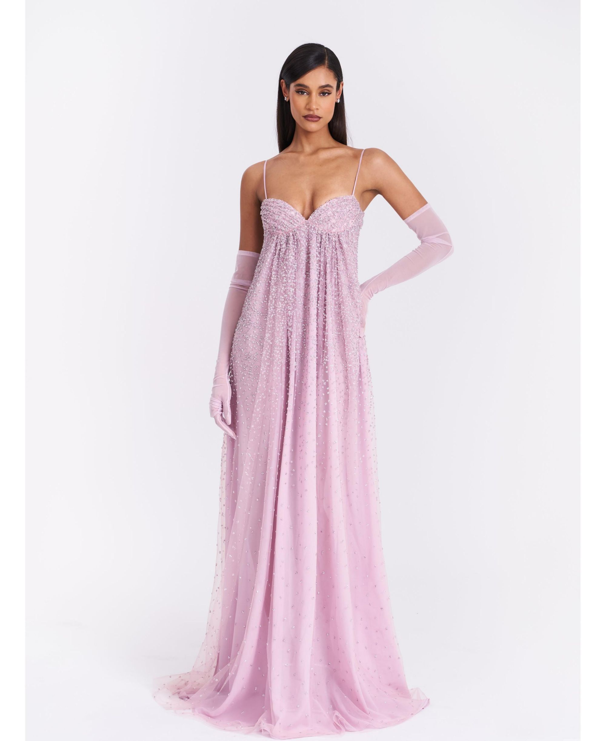Walliee Rhinestone Embellished Mesh Backless Gown — Image 6