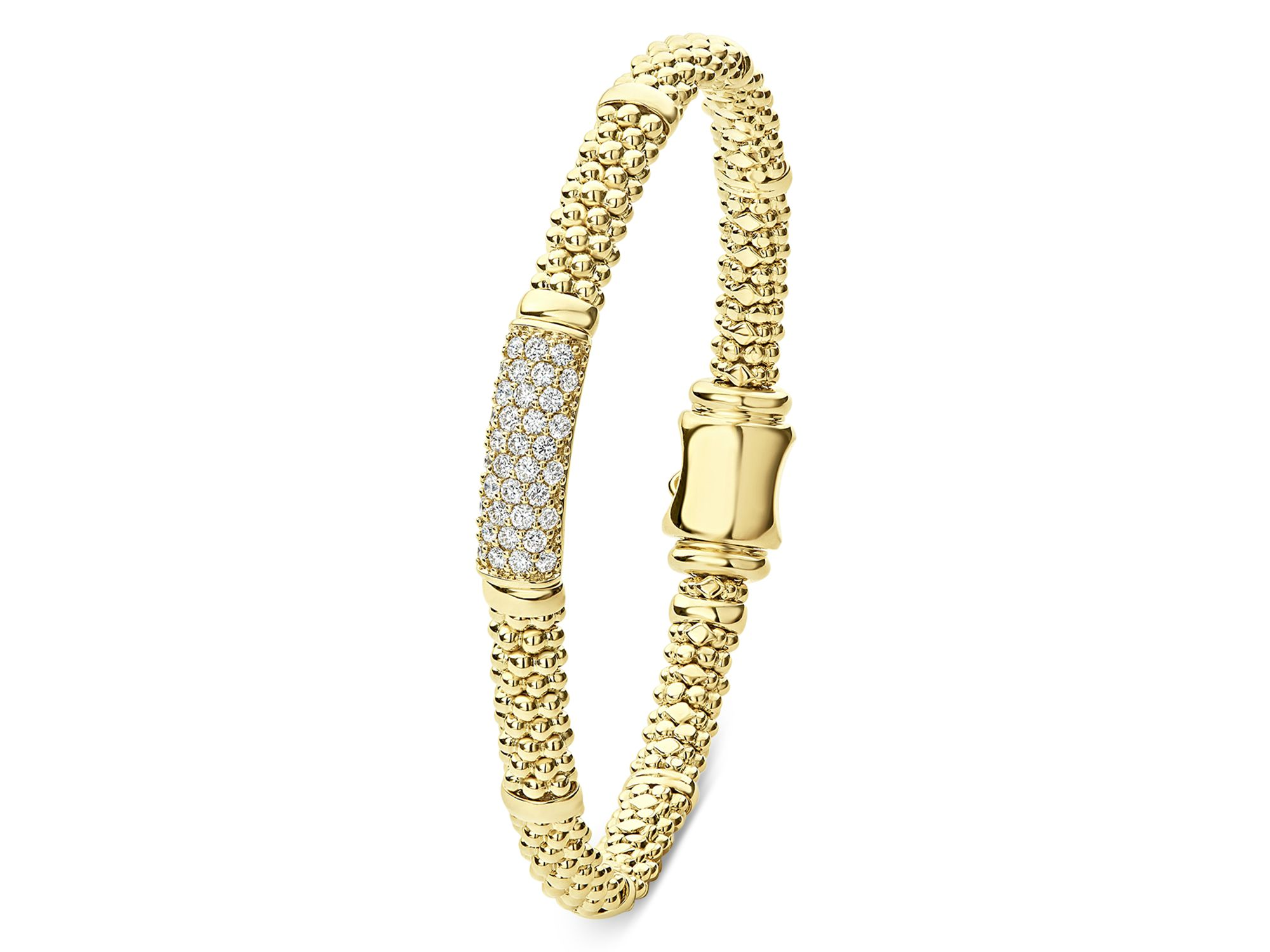18K Yellow Gold Caviar Bracelet with Diamonds - Exclusive — Image 3