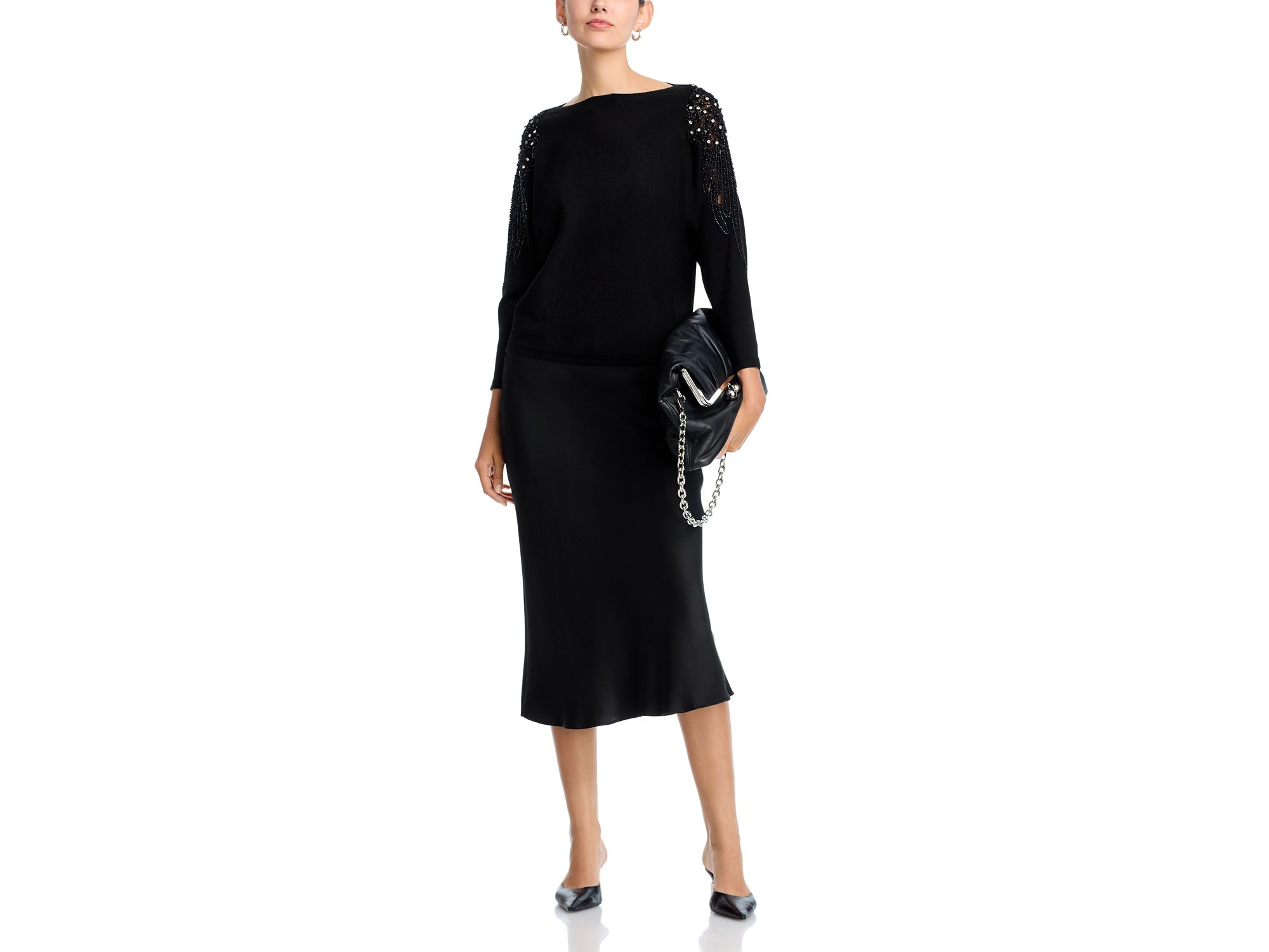 Illusion Lace Dolman Sleeve Sweater — Image 4