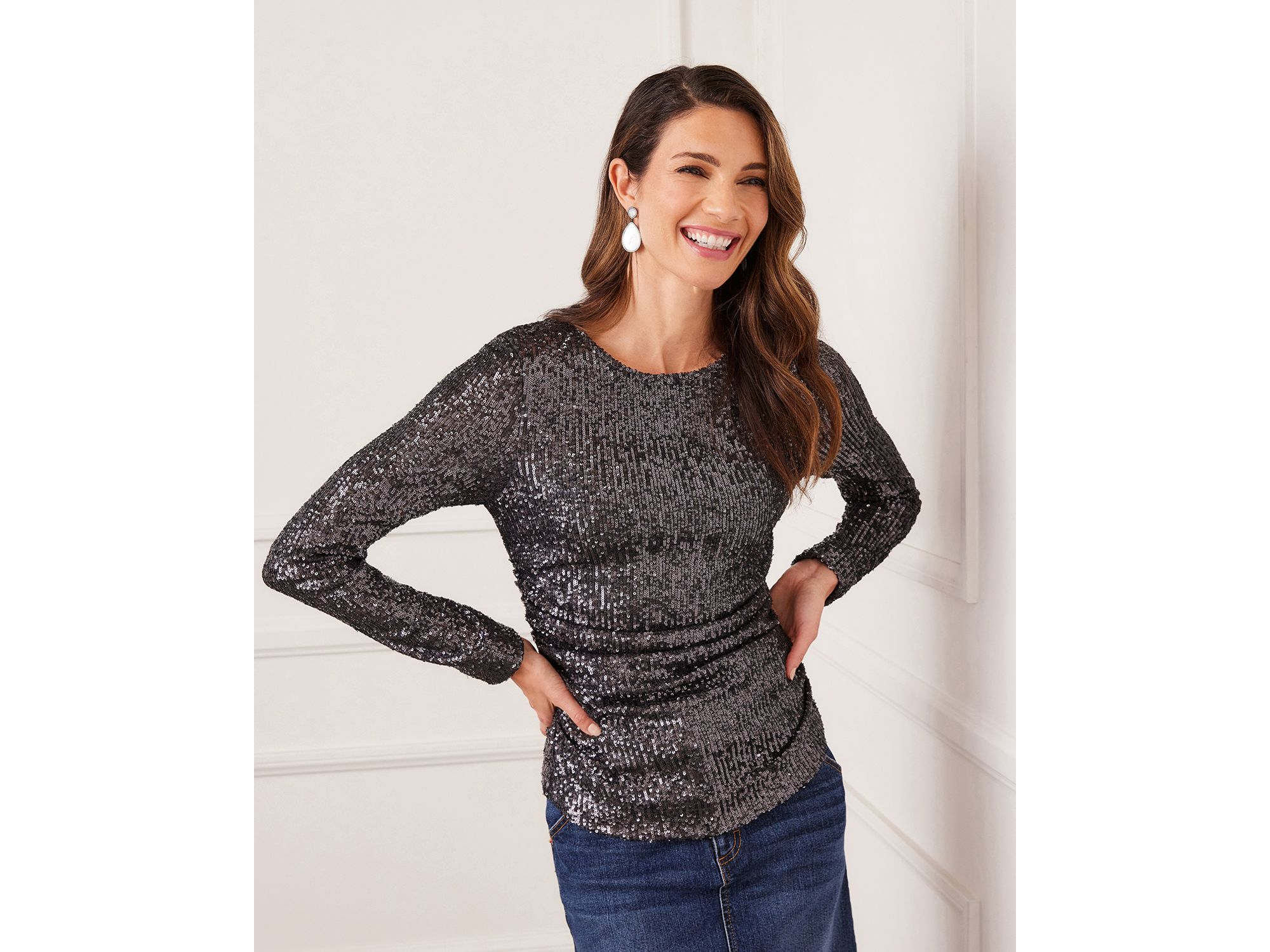 Side Shirred Sequin Top — Image 3