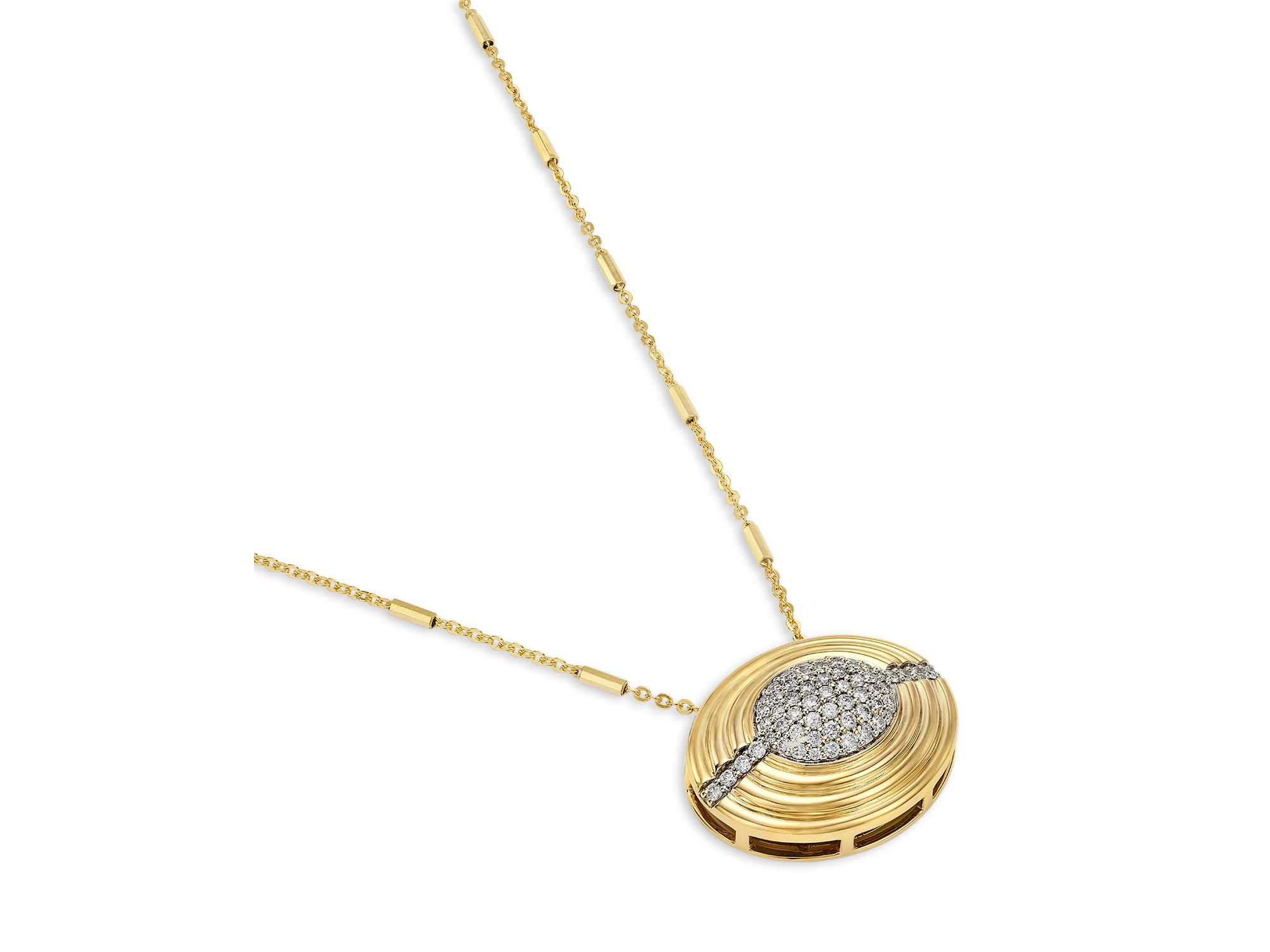 Pavé Disc Medallion Pendant Necklace in 14K Yellow Gold, 0.70 tcw — Image 3