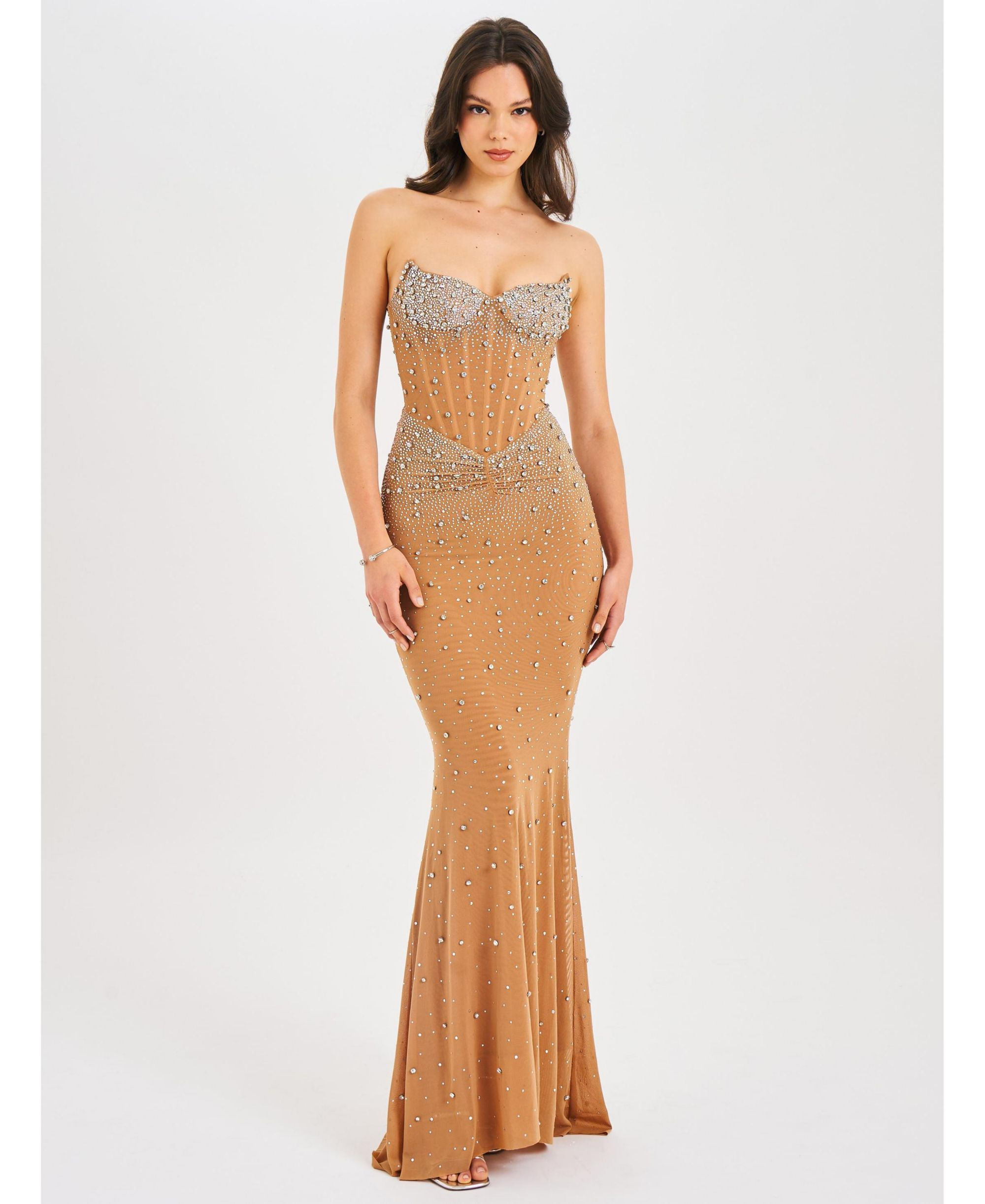 Fatima Embellished Sleeveless Corset Mermaid Maxi Dress — Image 7