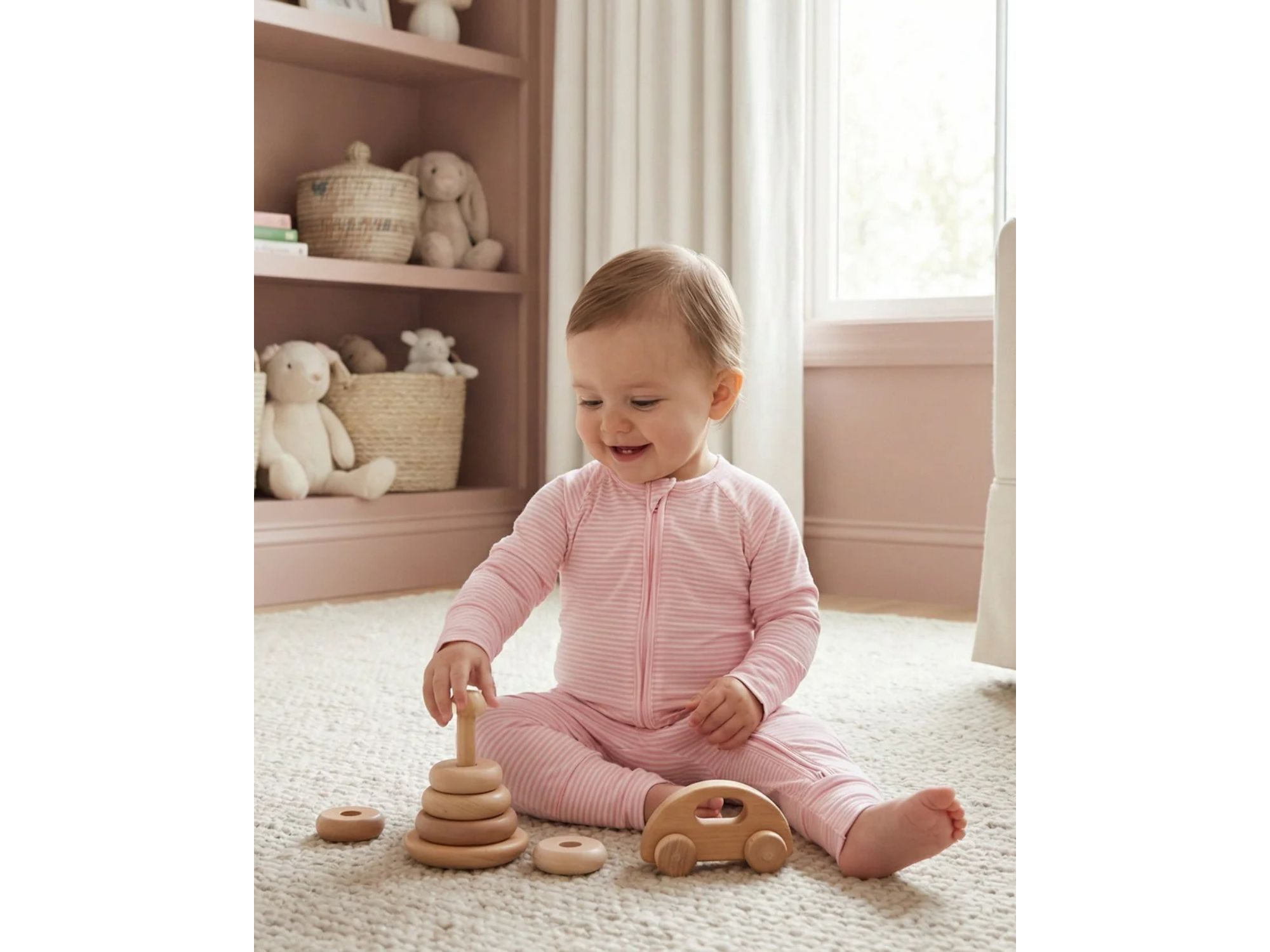 Girls' Peony Stripe Bamboo Sleeper - Baby — Image 3
