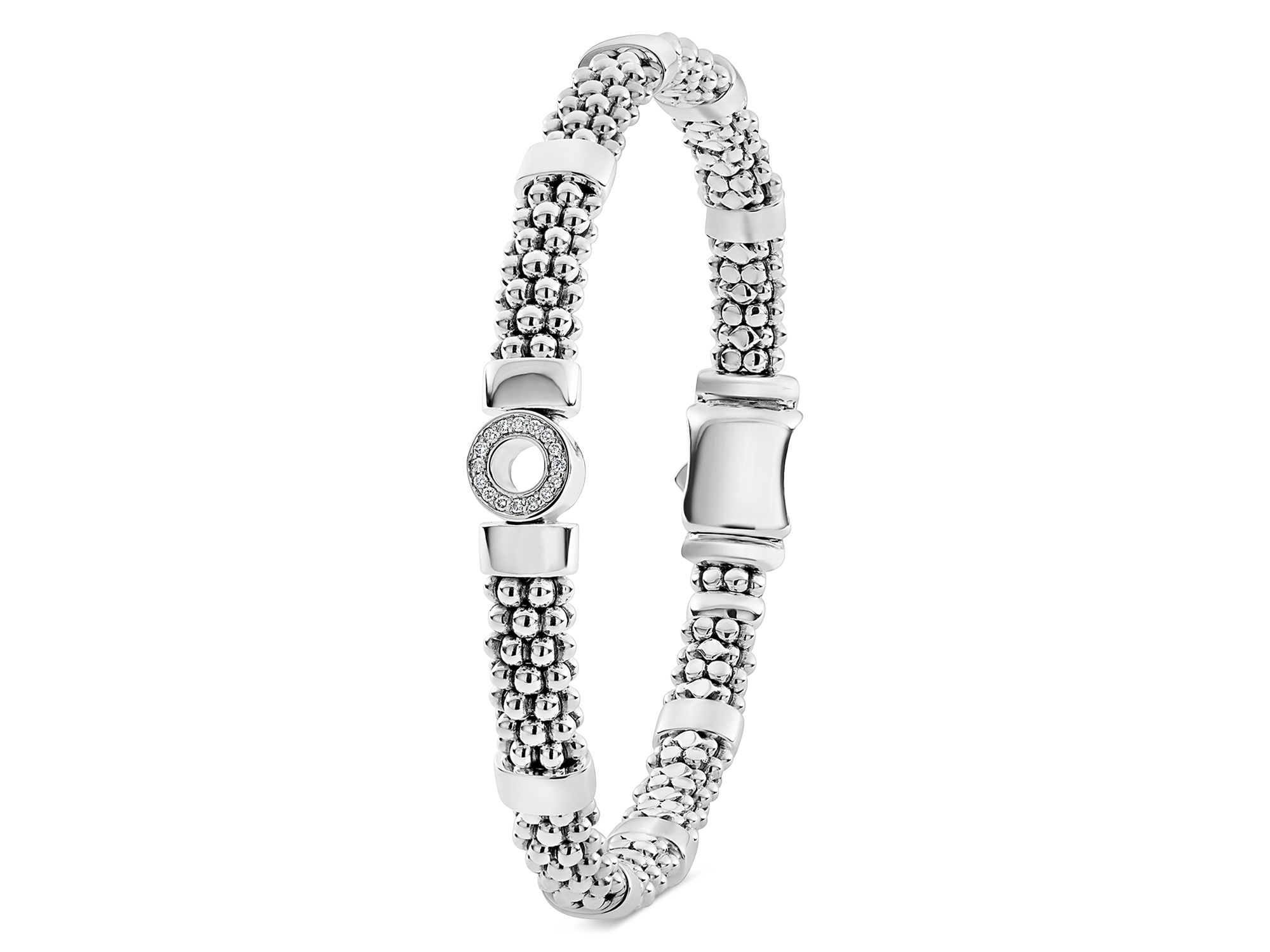 Sterling Caviar Spark Diamond Small Circle Bead & Polished Link Bracelets — Image 3