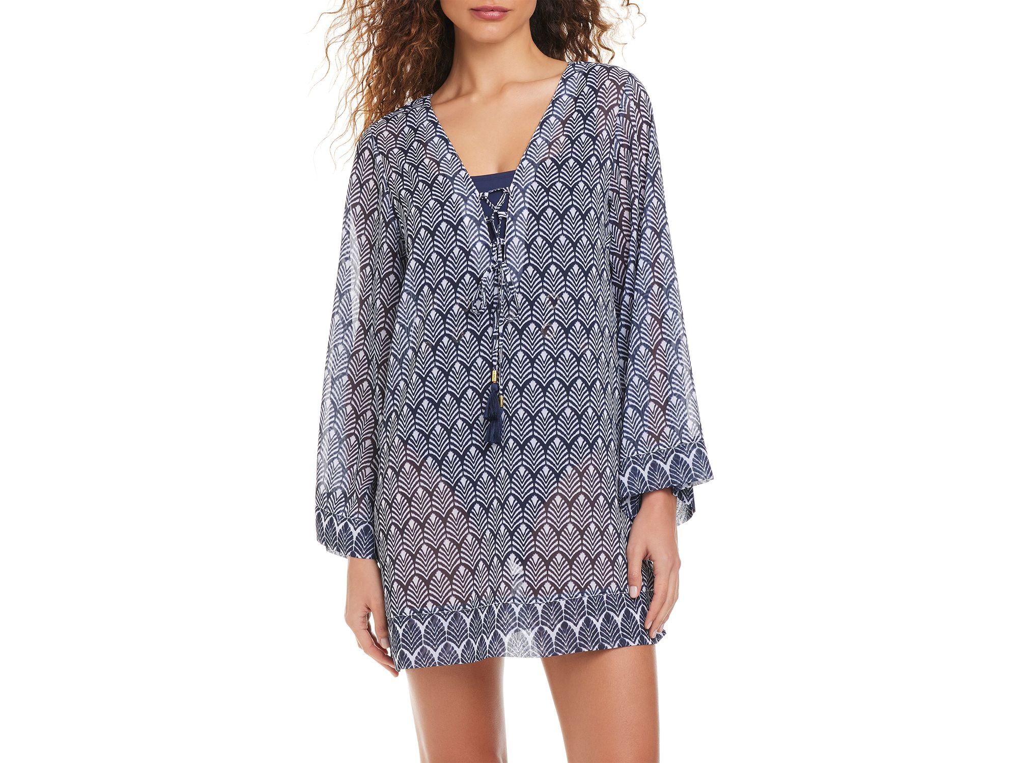 V Neck Front Tie Dress Swim Cover-Up — Image 3