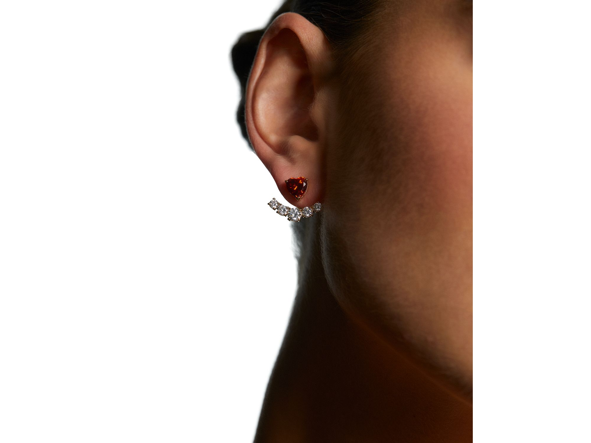 Le Bisou Red Cubic Zirconia Heart Jacket Earrings — Image 3