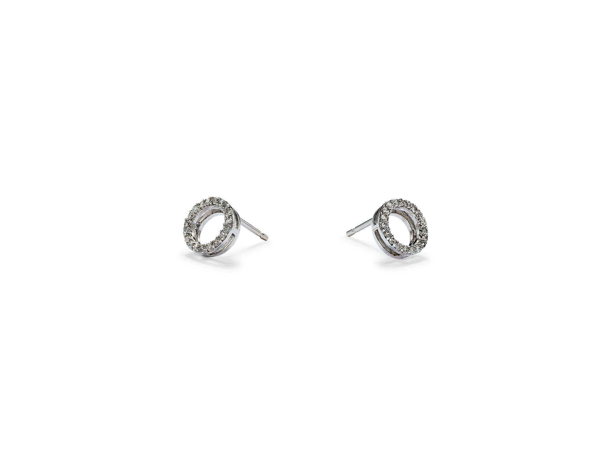 Diamond Circle Stud Earrings in 14K White Gold, .20 tcw — Image 6