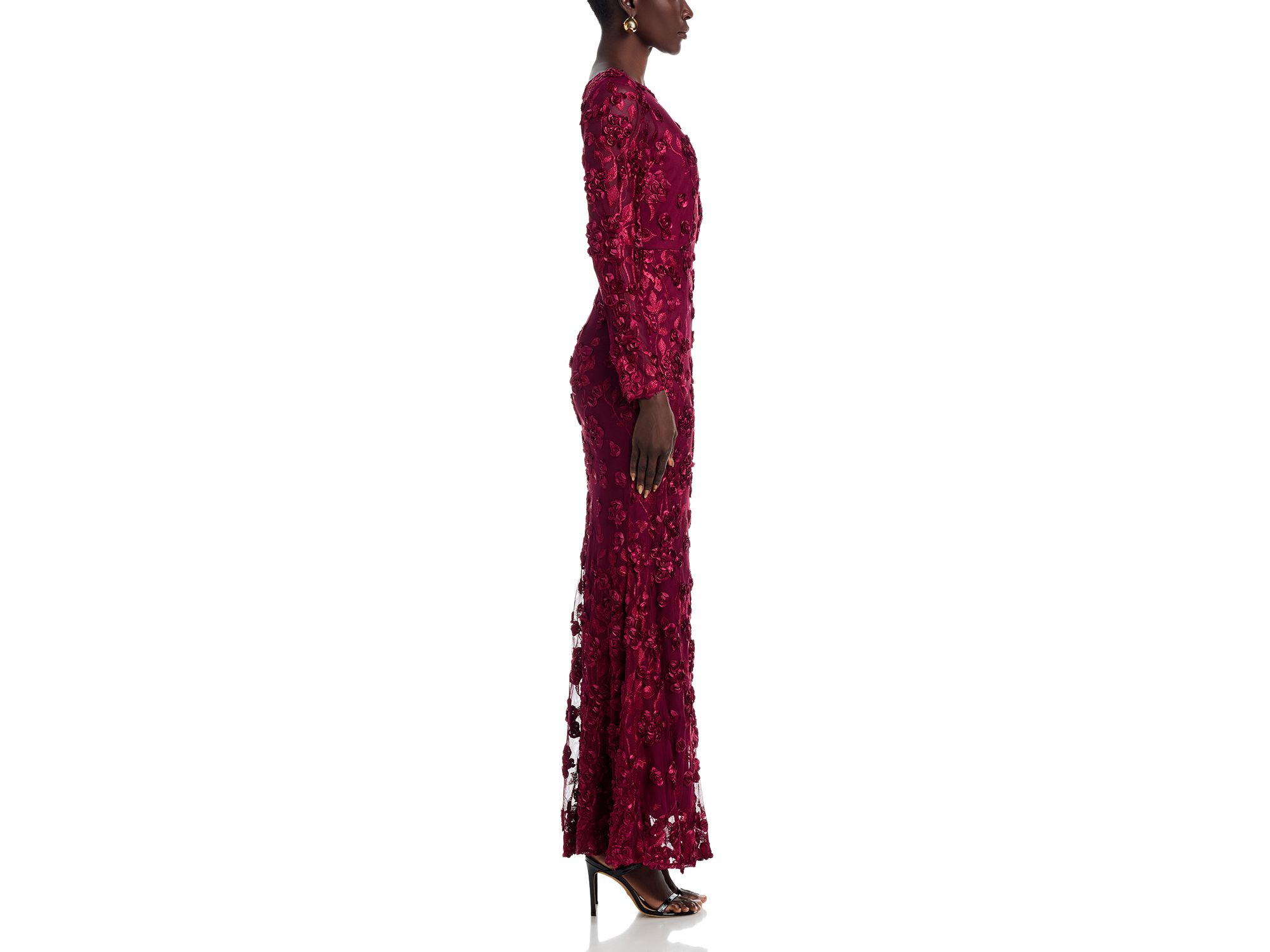 Long Sleeve 3D Floral Mesh Dress - Exclusive — Image 5