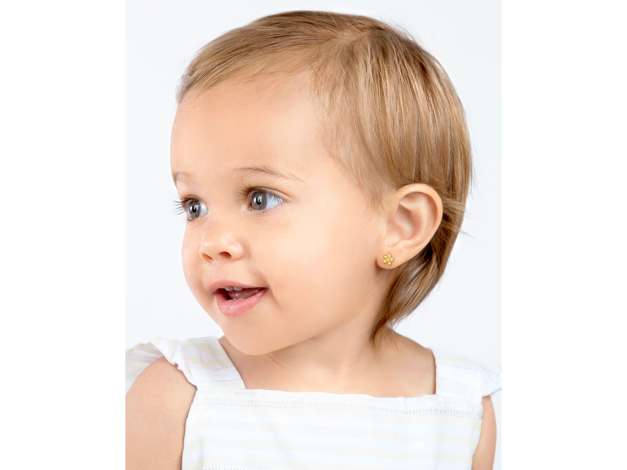 Girls' 14K Gold Forget Me Not Flower Stud Earrings - Baby, Little Kid, Big Kid — Image 3