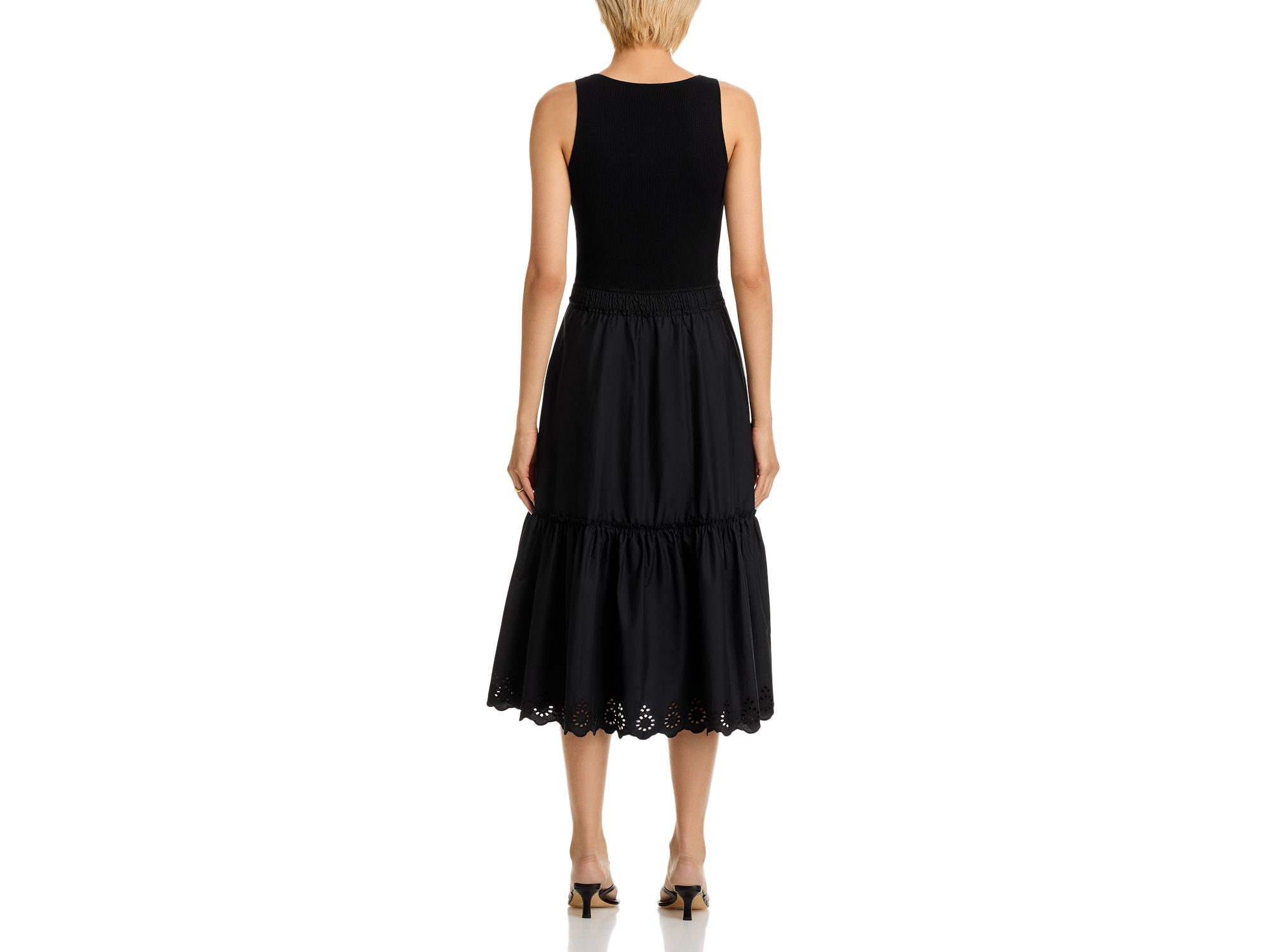 Sleeveless Mixed Media Midi Dress — Image 4