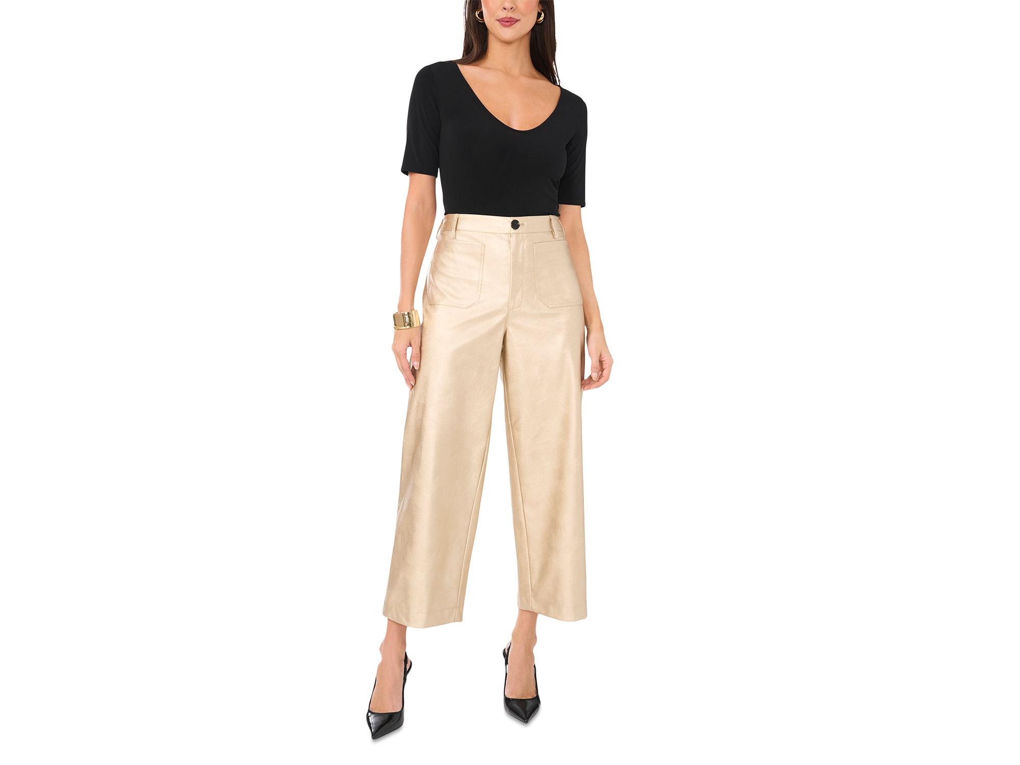 Cropped Metallic Pants — Image 3