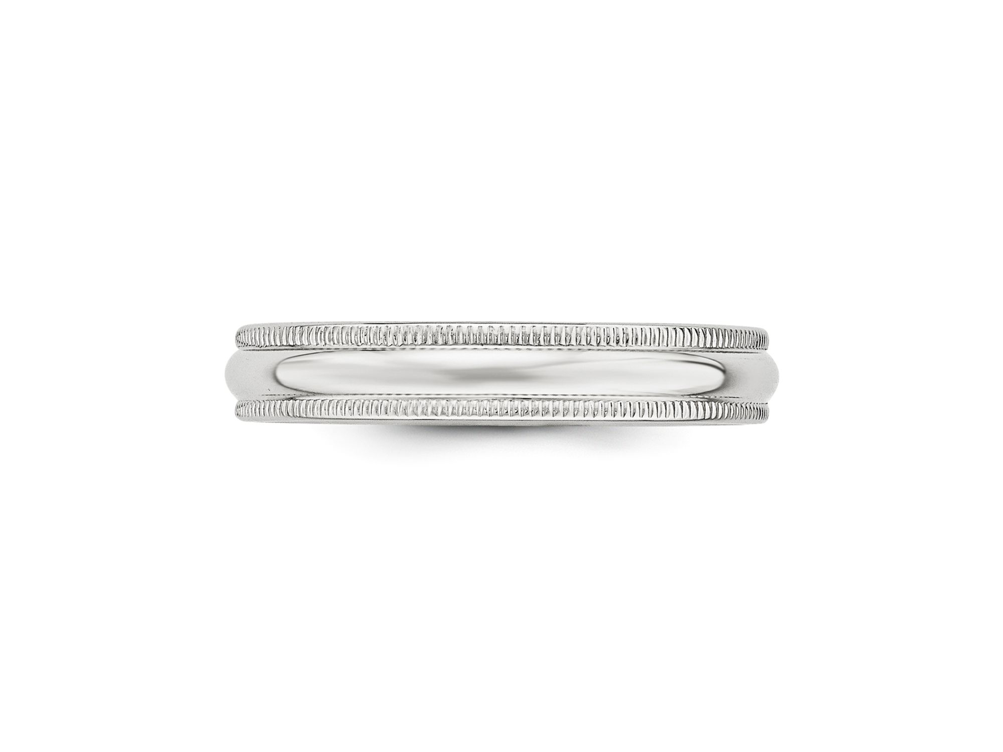 Men's 4mm Half Round Milgrain Band 14K White Gold — Image 4